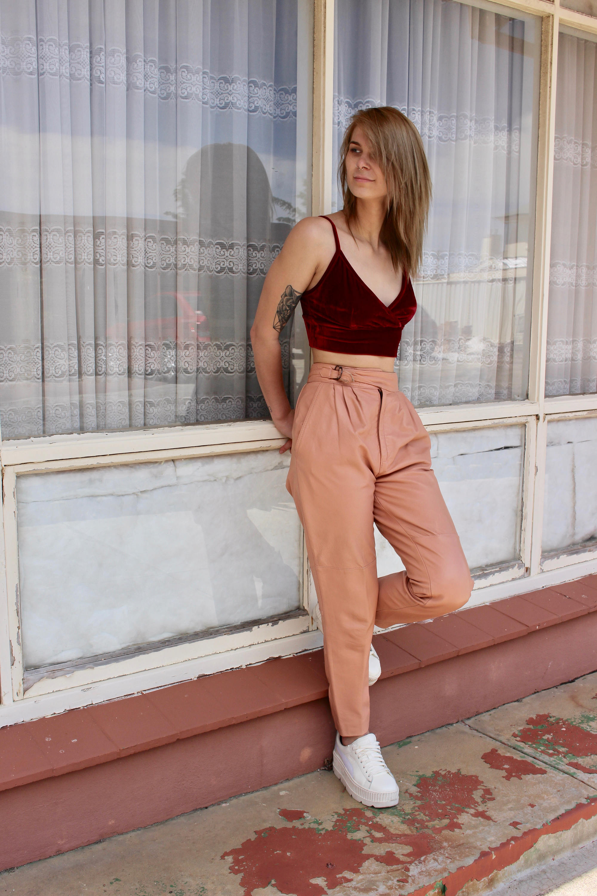 Baggy Pants Woman - Pink Gift For Girlfriend - Boho Festival Pants - Leather Pants - Leather Gift Ideas For Her - Tight Leather Pants