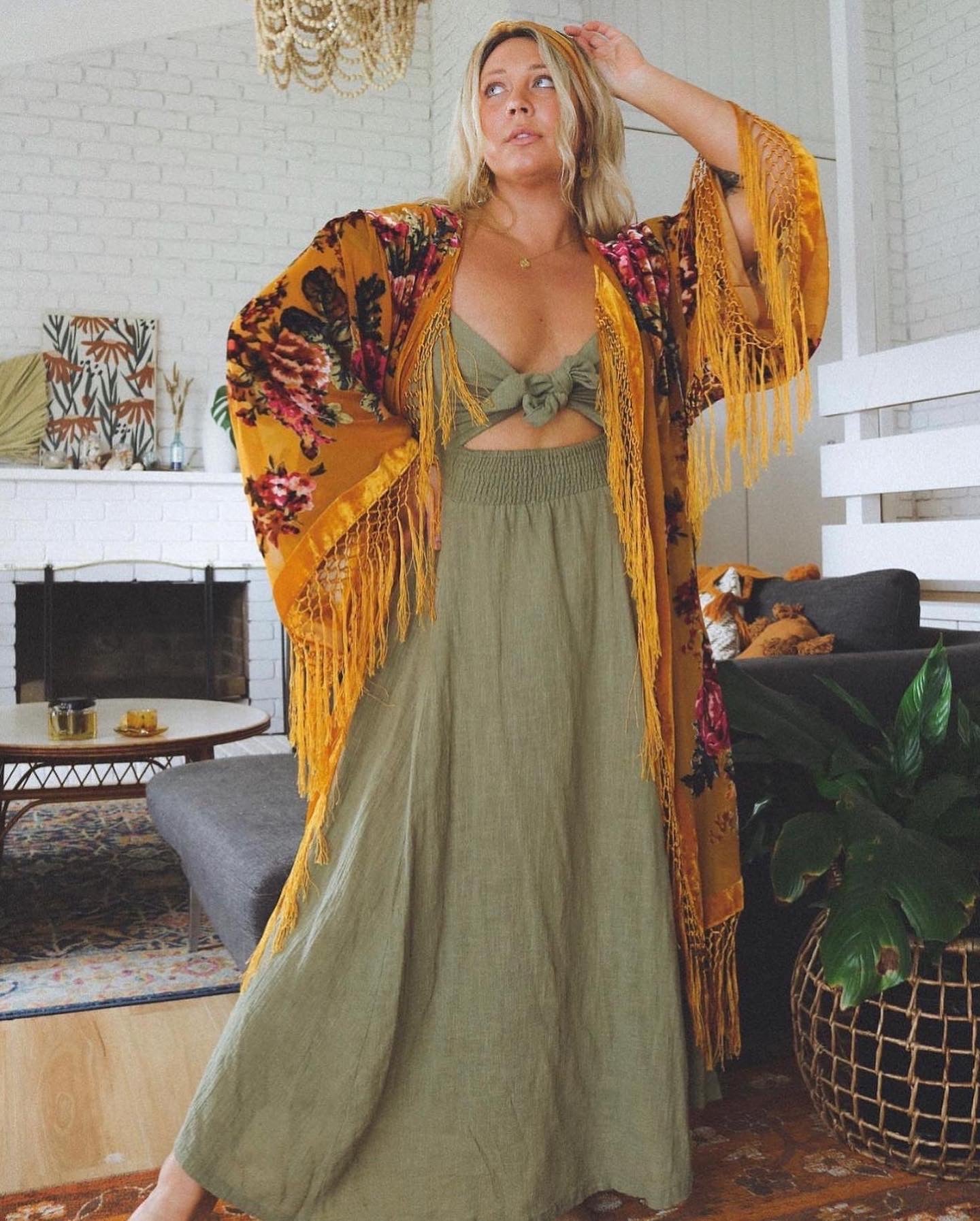 Little Lies Honey Mustard - Wide Sleeve Robe