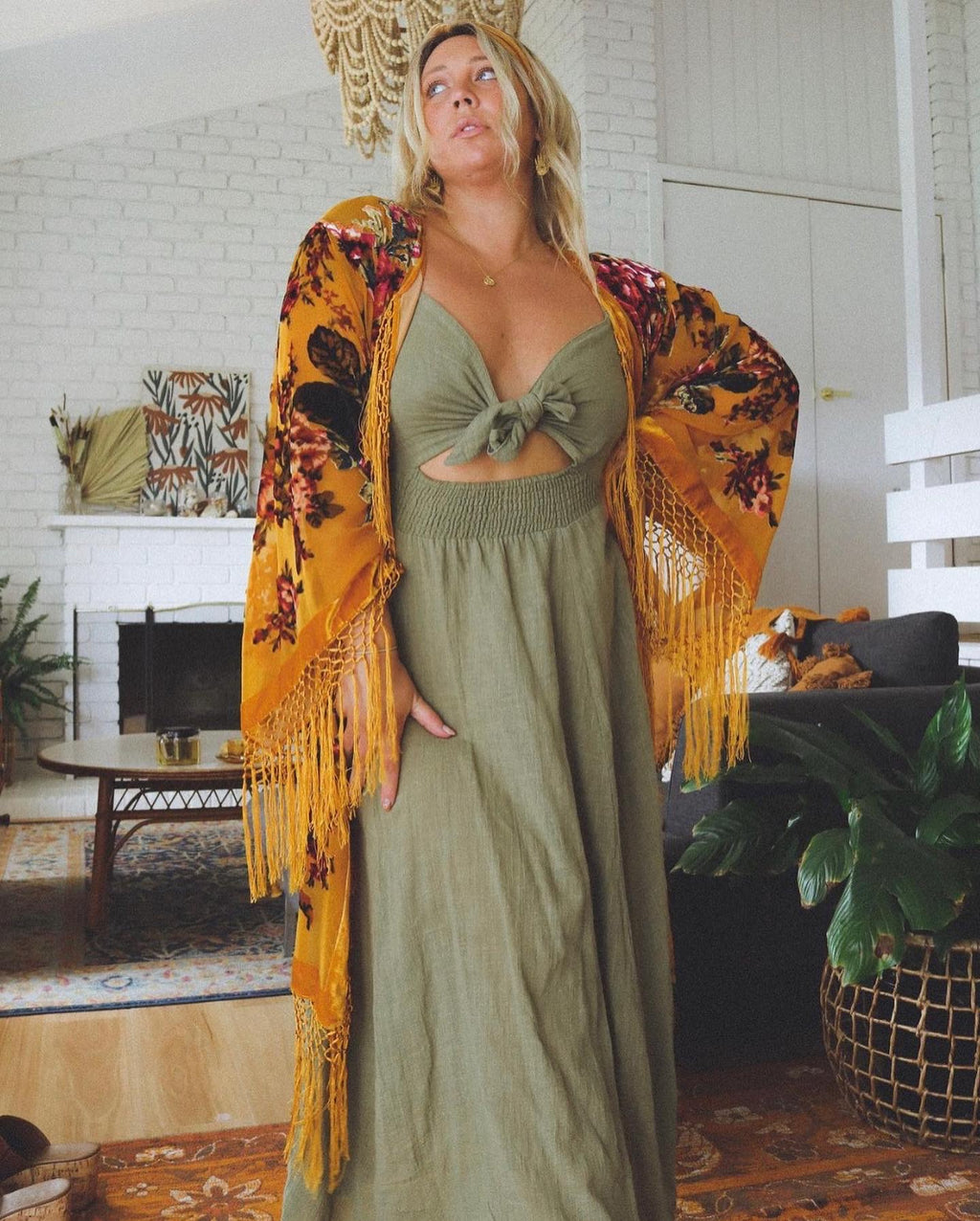 Little Lies Honey Mustard - Wide Sleeve Robe