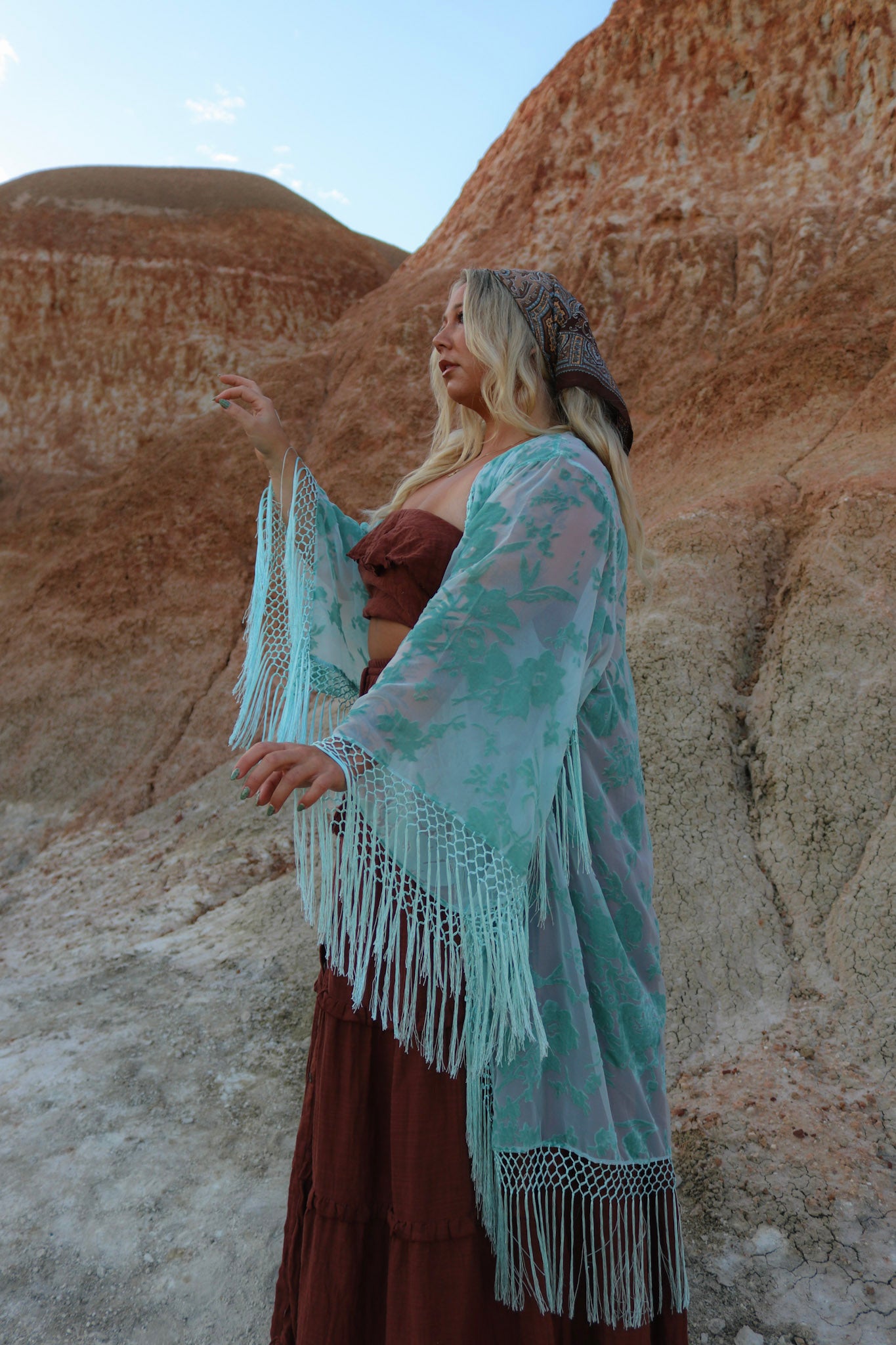 L'amore - Wide Sleeve Robe in Spearmint