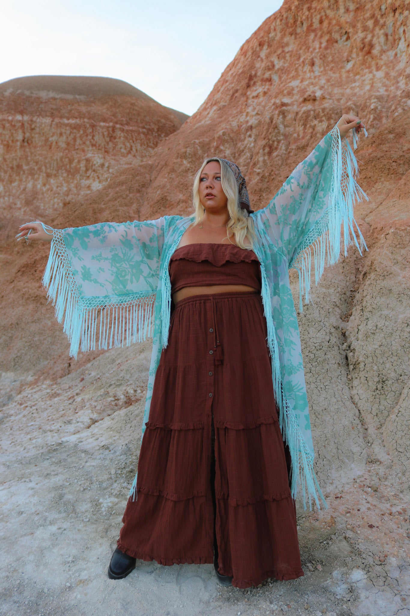L'amore - Wide Sleeve Robe in Spearmint