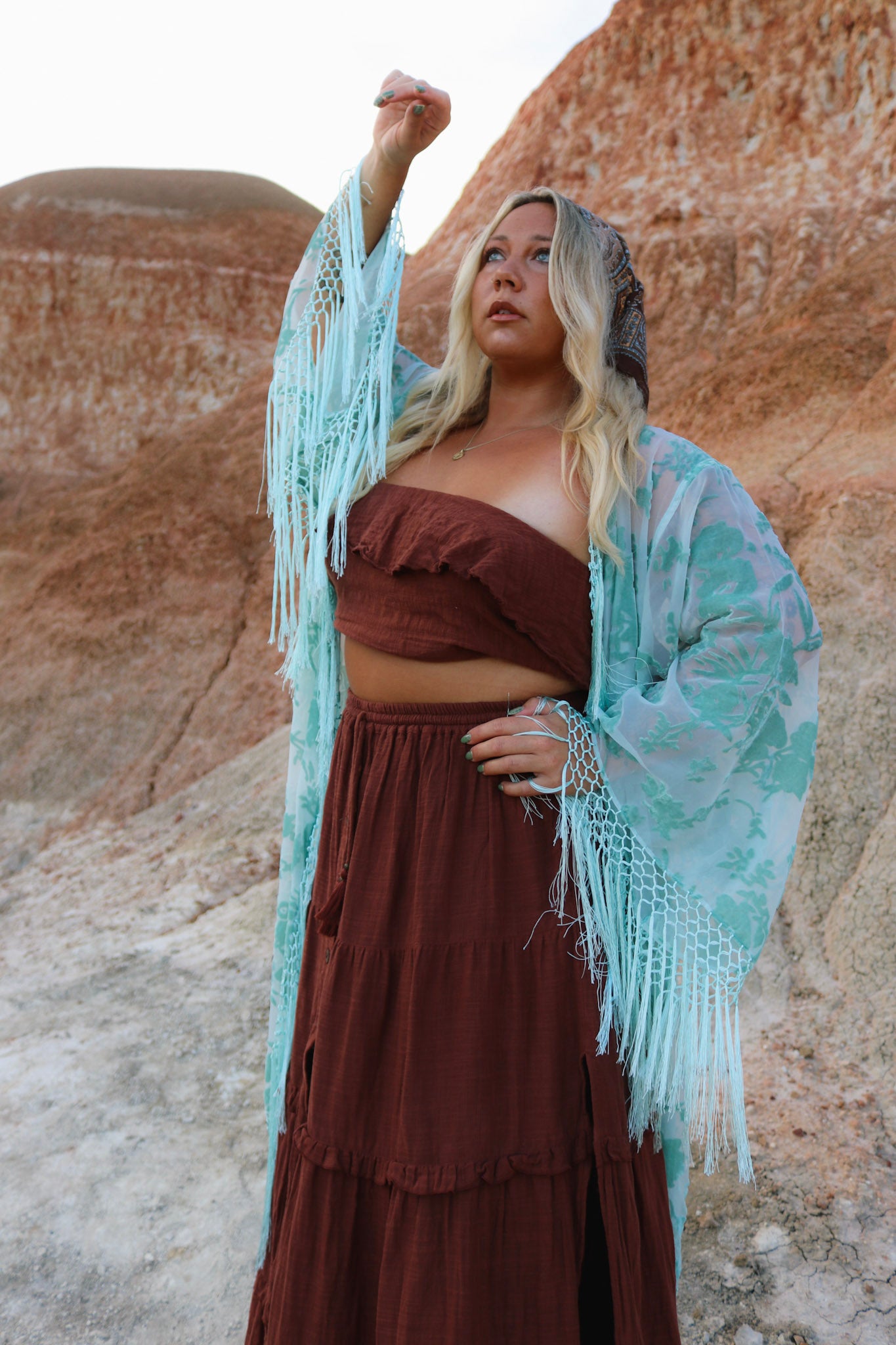 L'amore - Wide Sleeve Robe in Spearmint