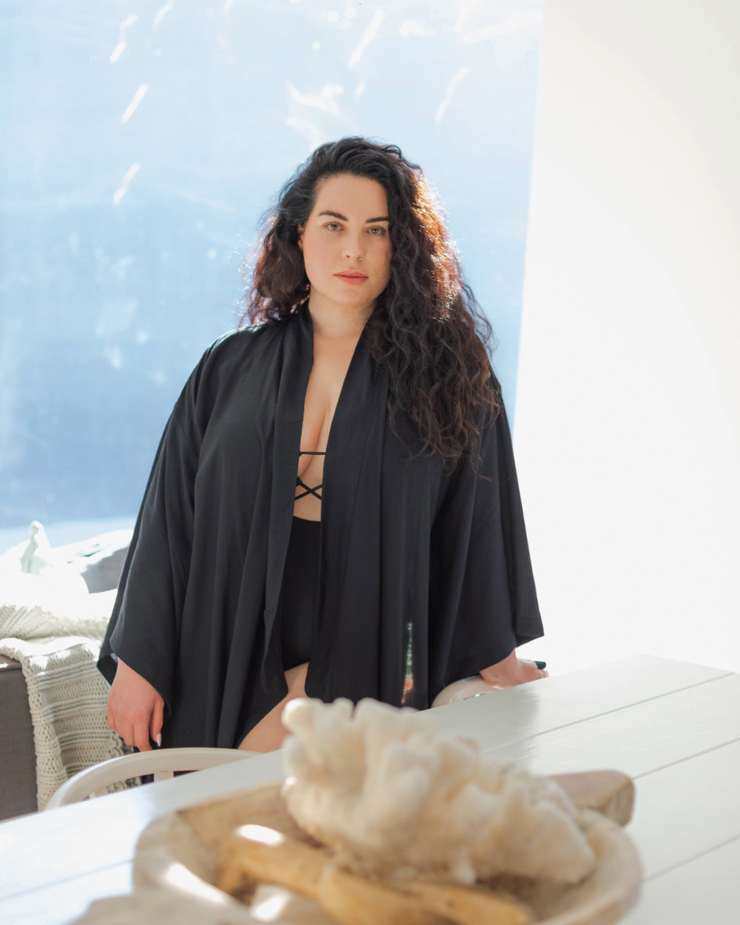 Thunder In Our Hearts Black -  Wide Sleeve Robe