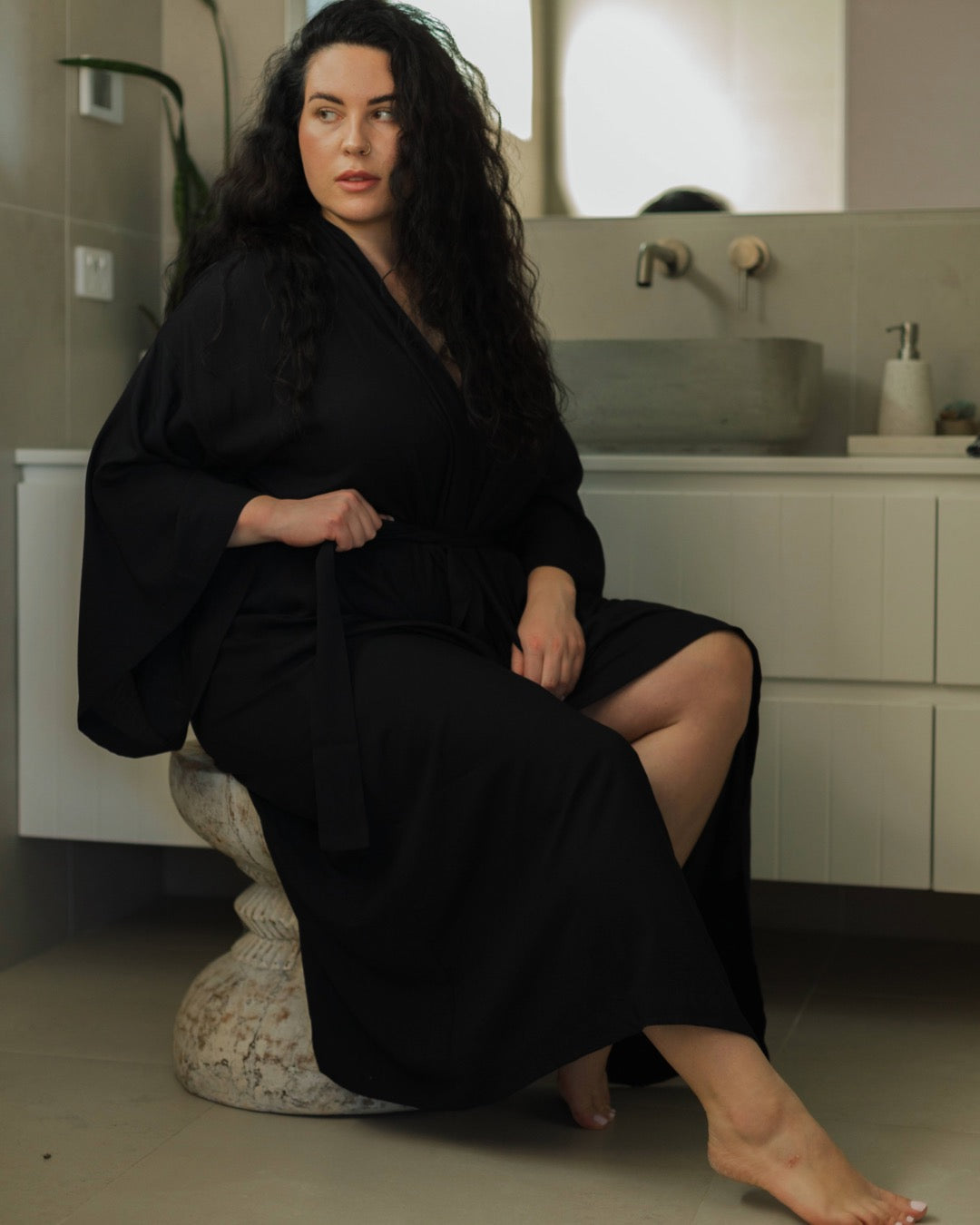 Thunder In Our Hearts Black -  Wide Sleeve Robe