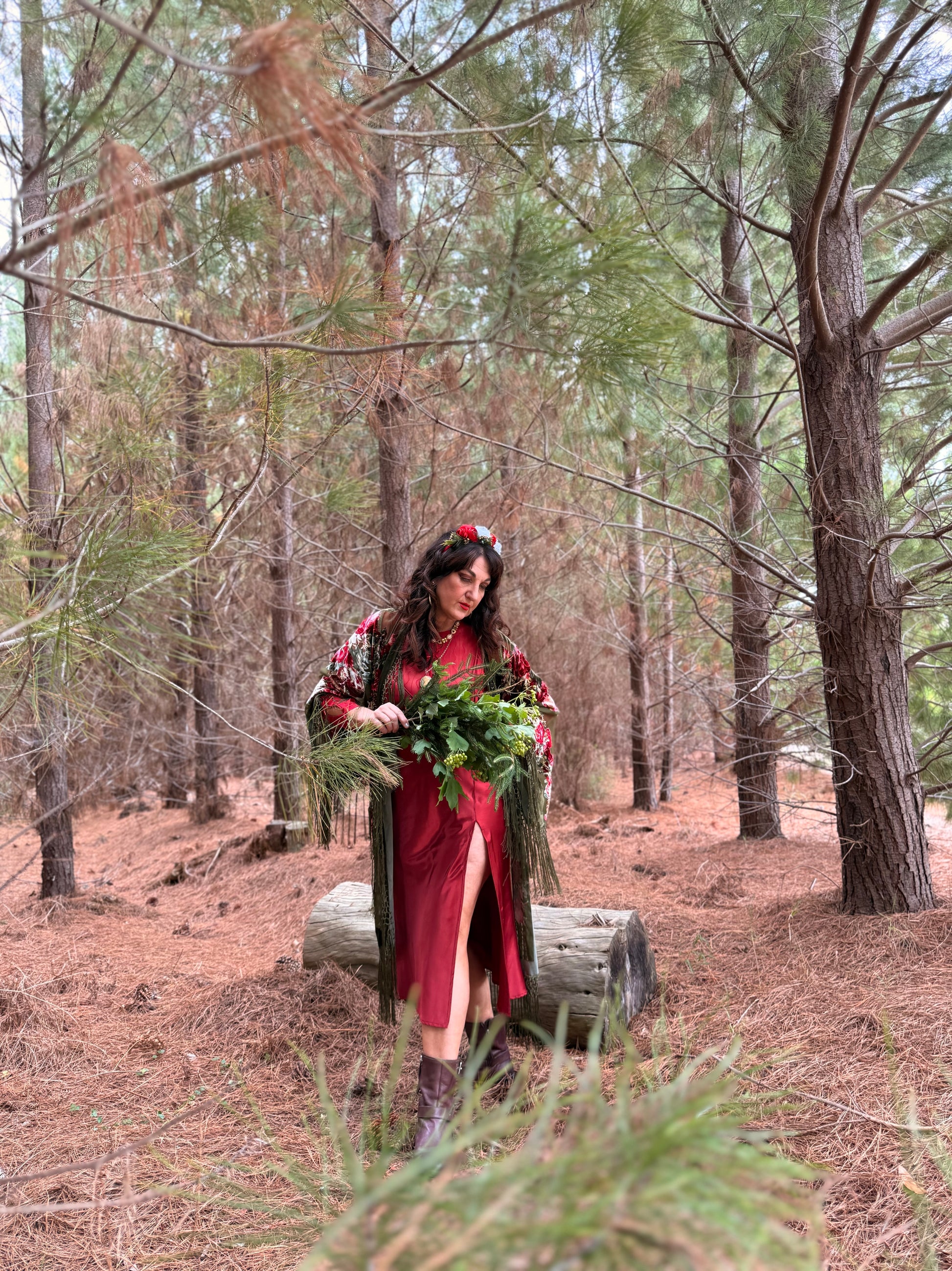 Southern Rose Green - Wide Sleeve Robe