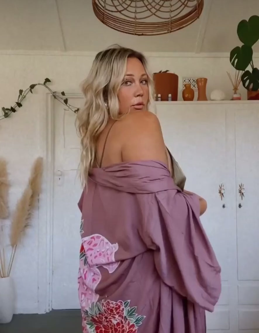 Thunder In Our Hearts Wide Sleeve Robe - Dusty Pink Rose