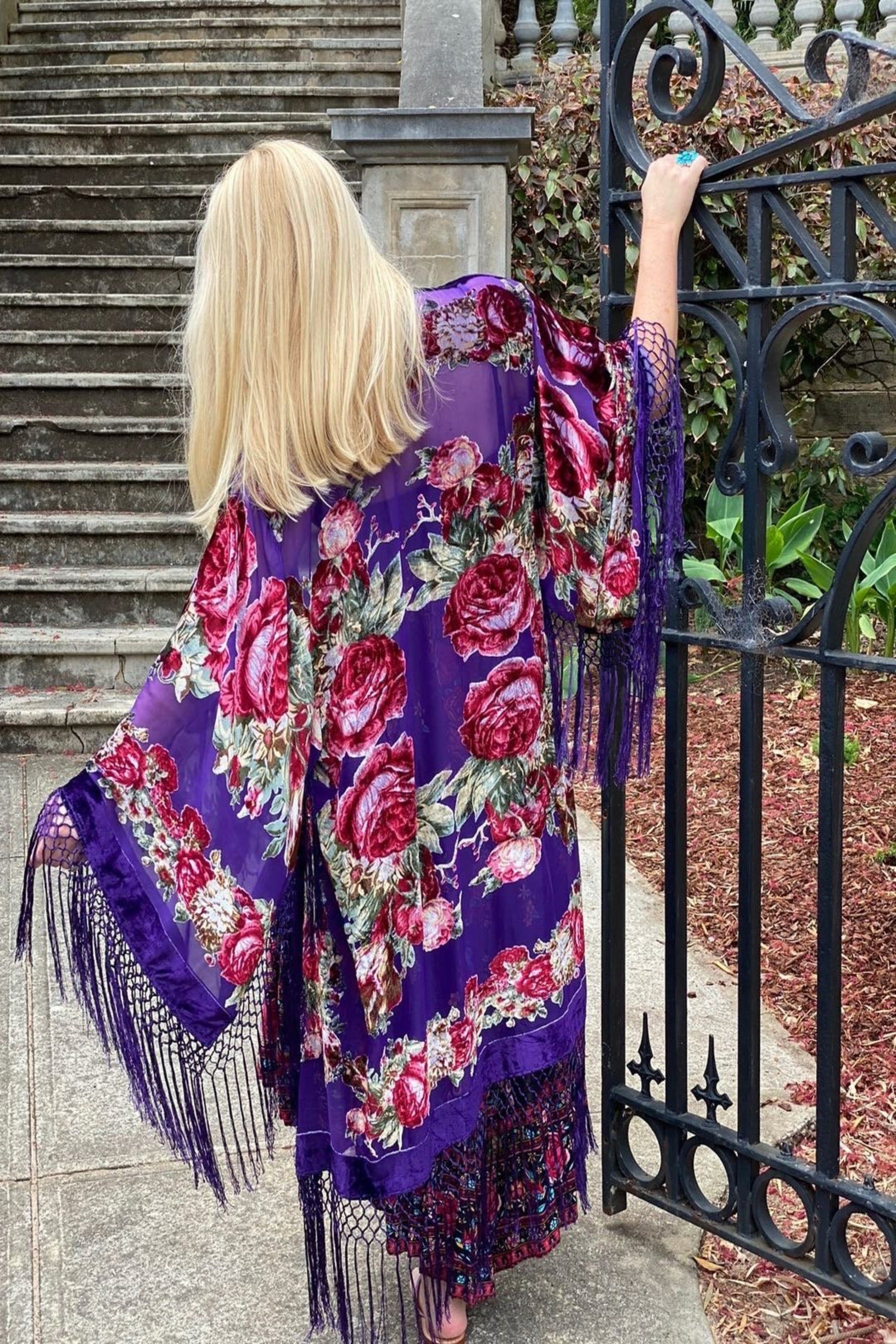 Southern Rose Purple - Wide Sleeve Robe