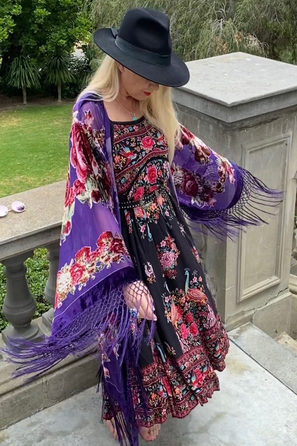Southern Rose Purple - Wide Sleeve Robe