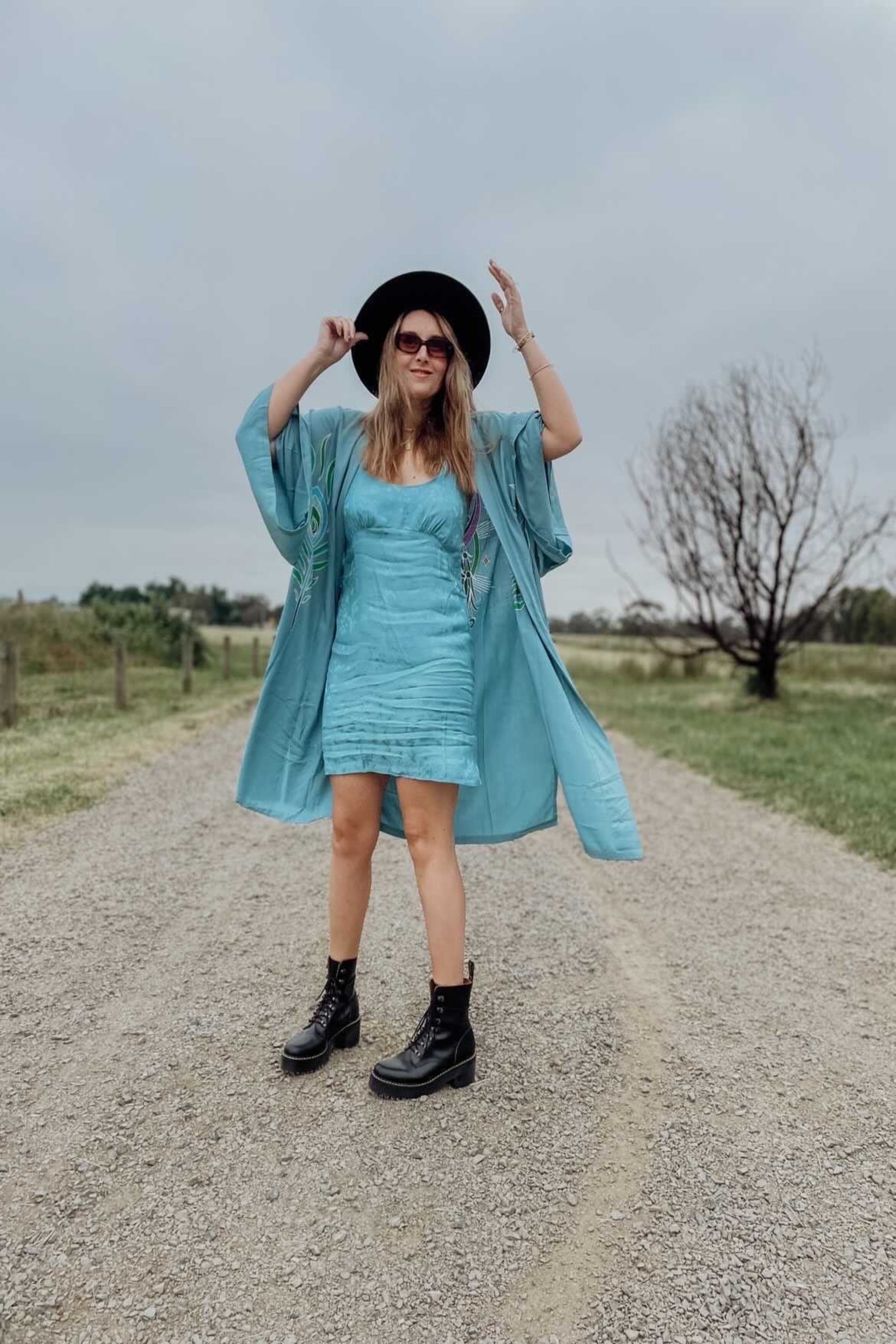 Wandering Stars Blue -  Wide Sleeve Robe