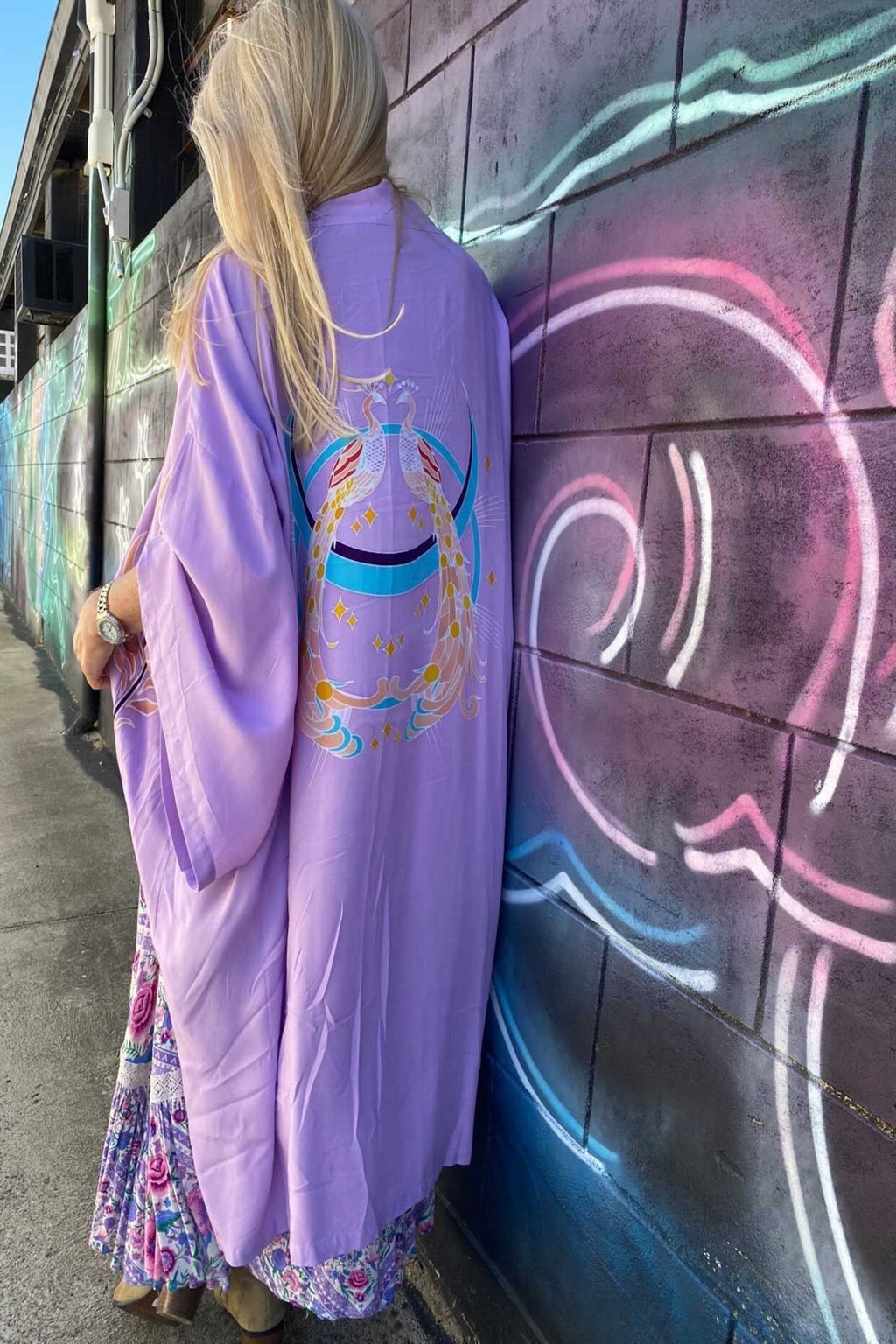 Wandering Stars Lilac -  Wide Sleeve Robe