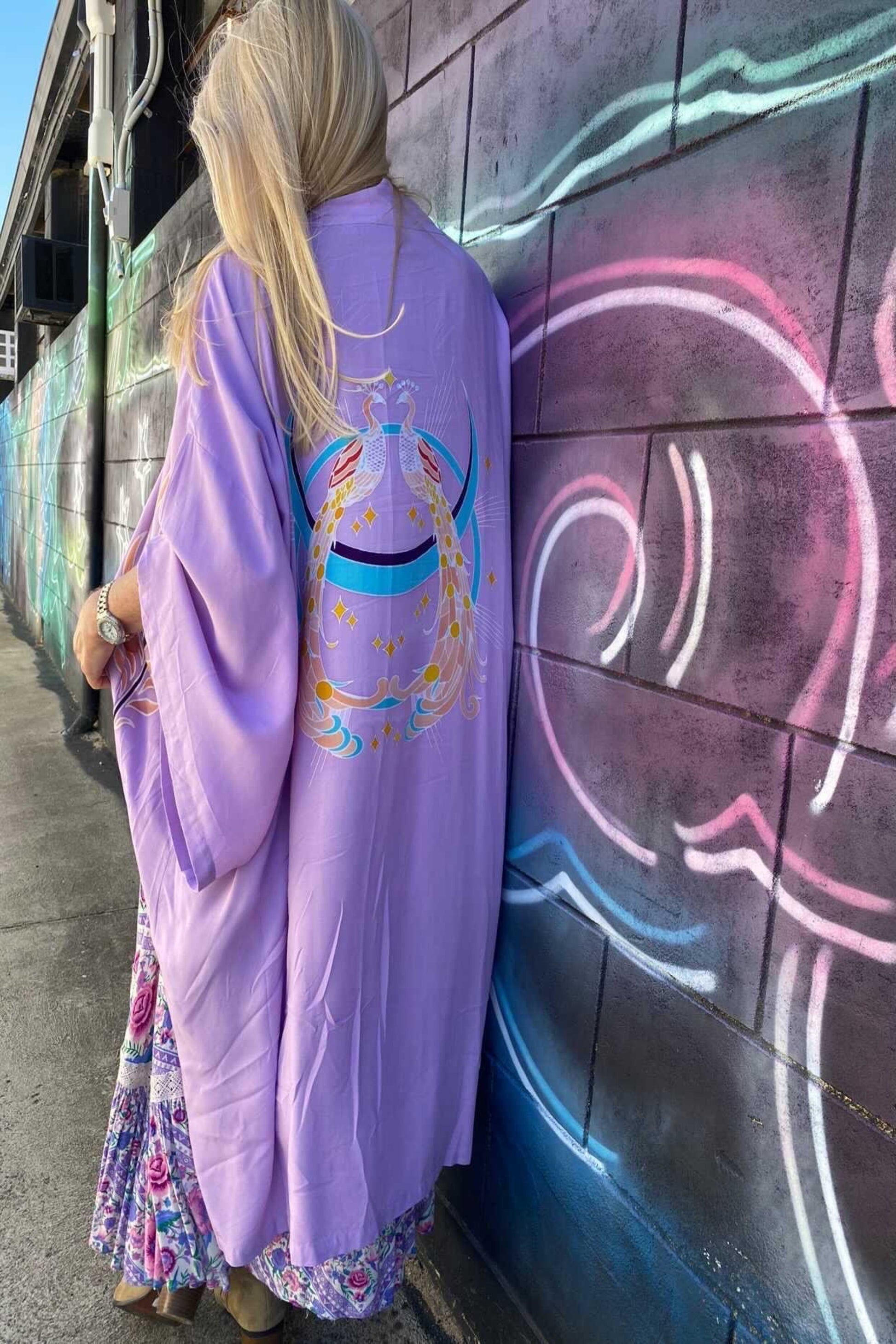 Wandering Stars Lilac -  Wide Sleeve Robe
