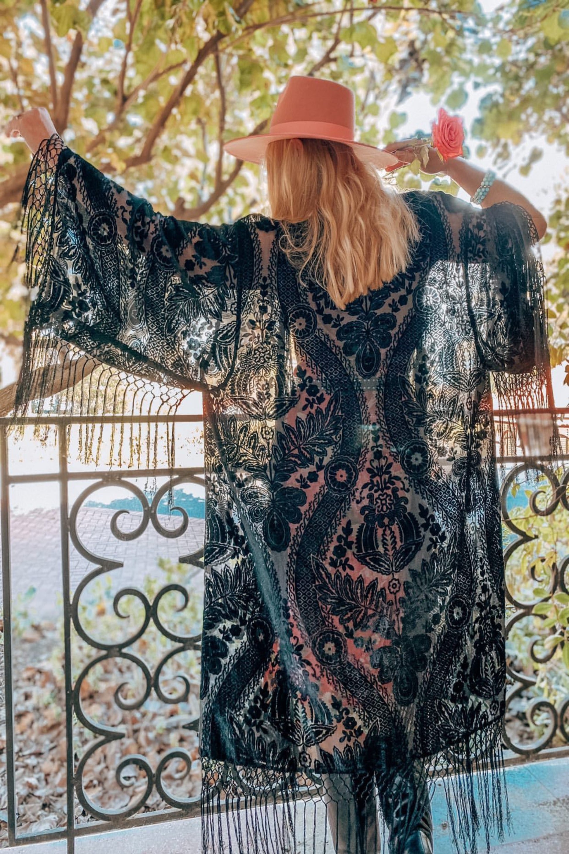 Only Lovers Left - Wide Sleeve Robe in Black