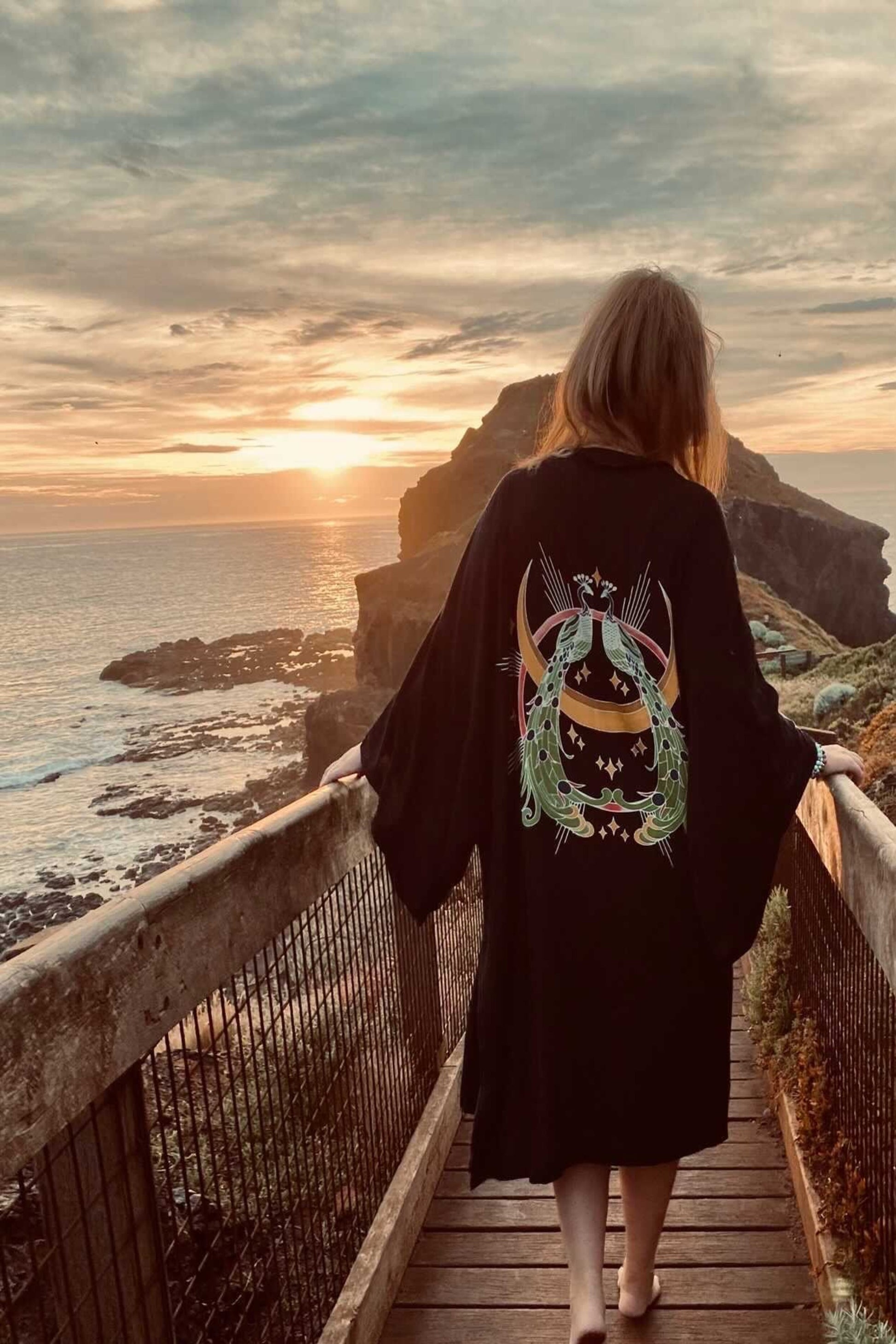 Wandering Stars Black -  Wide Sleeve Robe