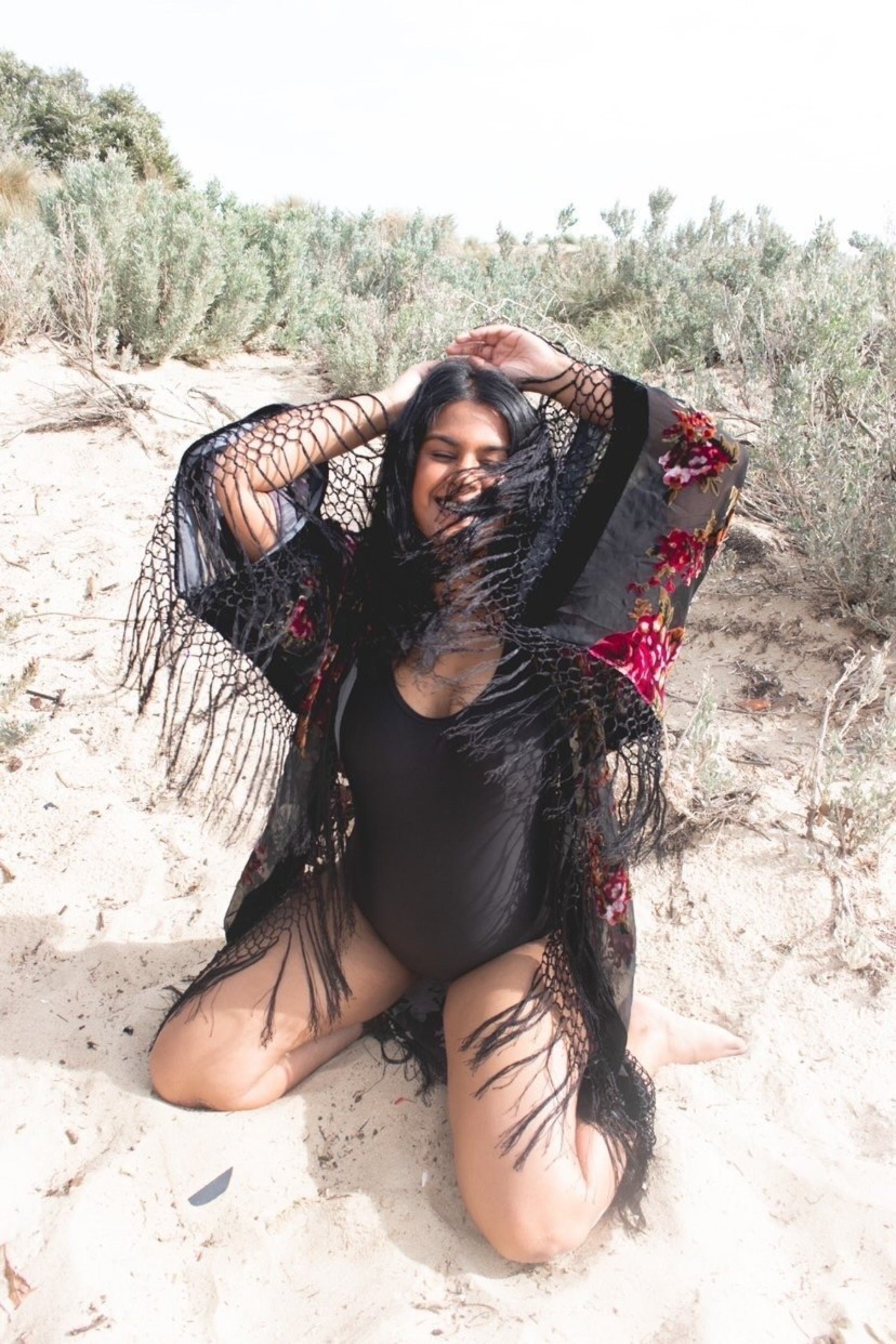 Little Lies Black- Wide Sleeve Robe