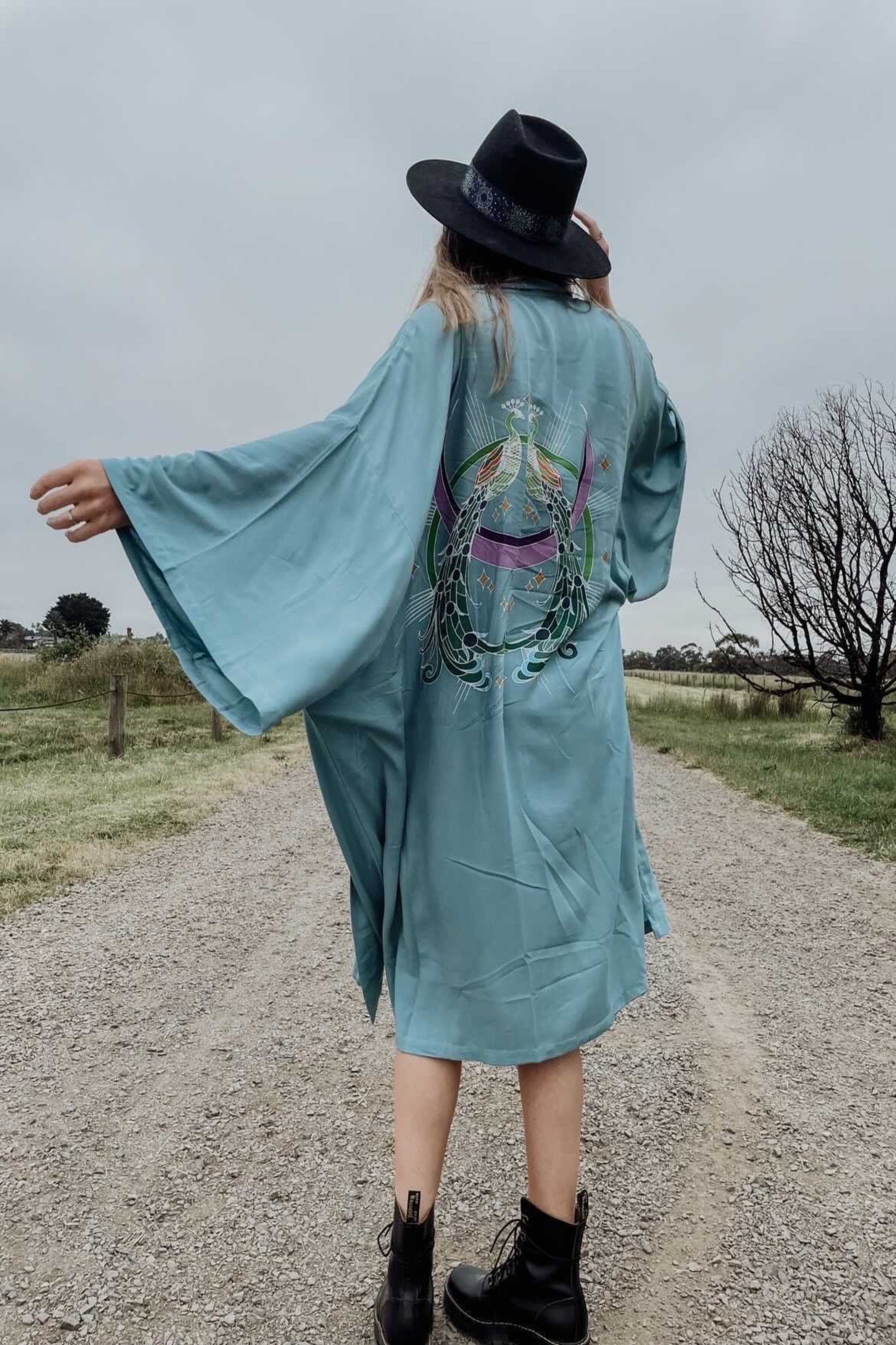 Wandering Stars Blue -  Wide Sleeve Robe