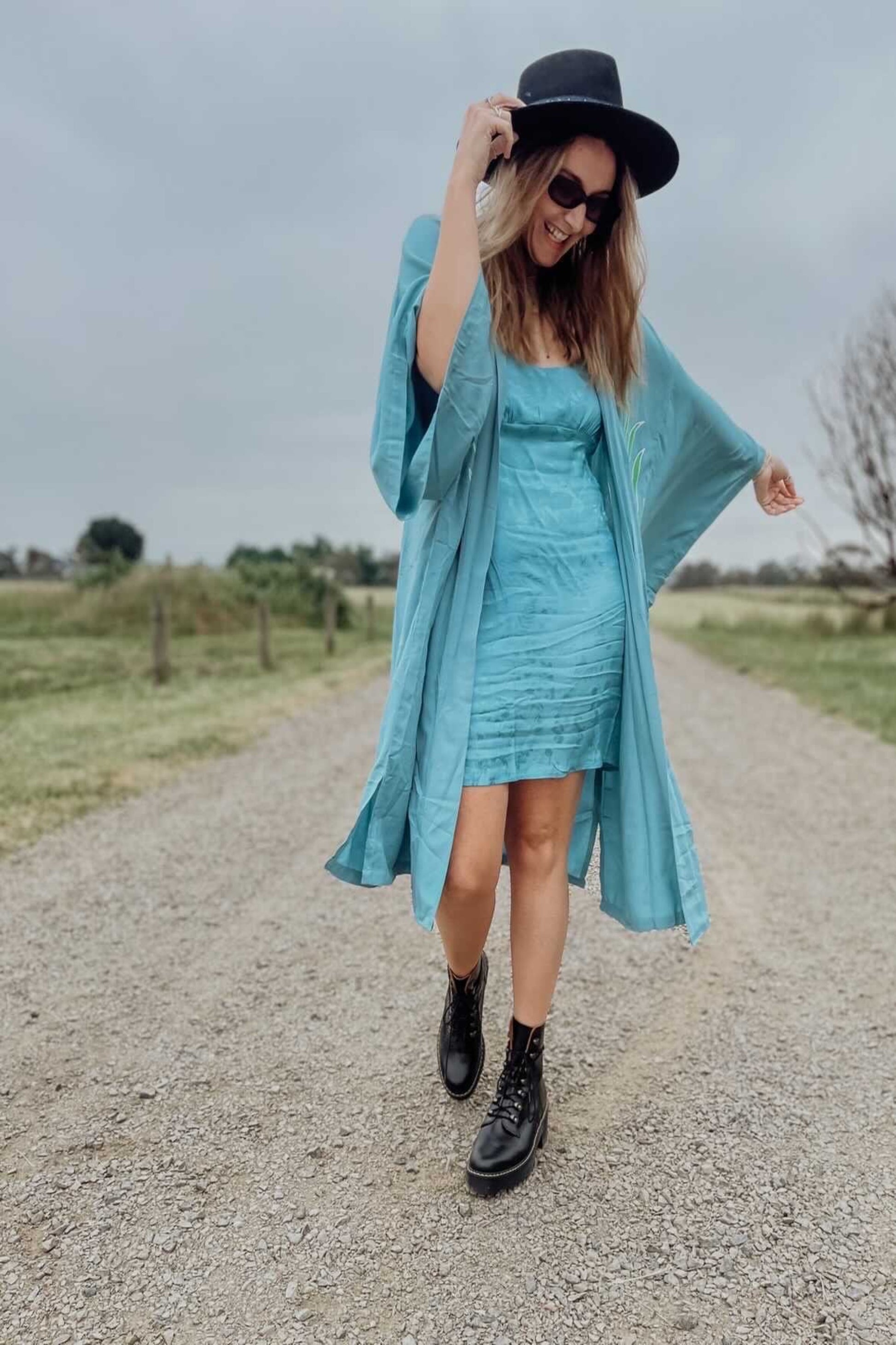 Wandering Stars Blue -  Wide Sleeve Robe