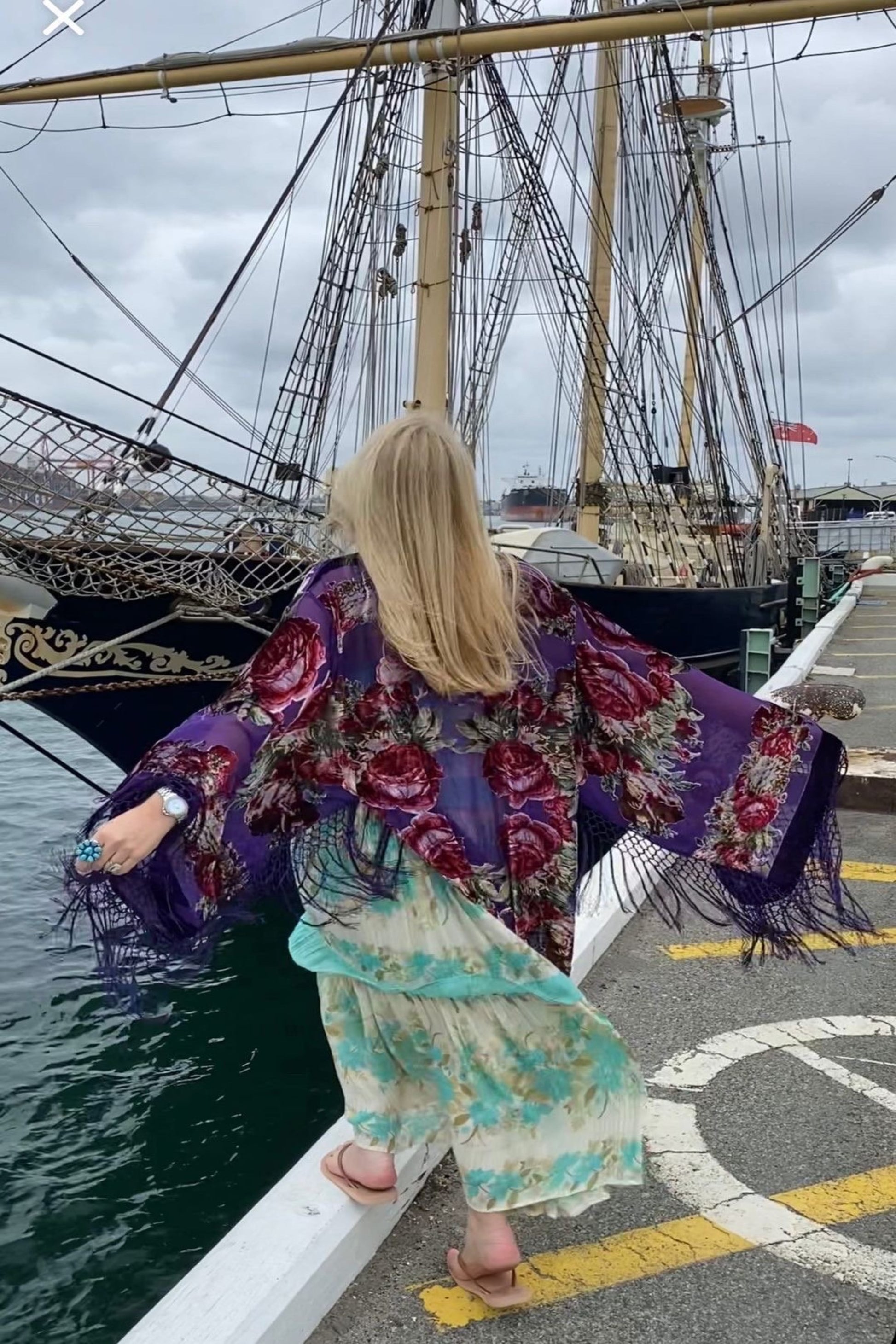Southern Rose Purple - Wide Sleeve Robe