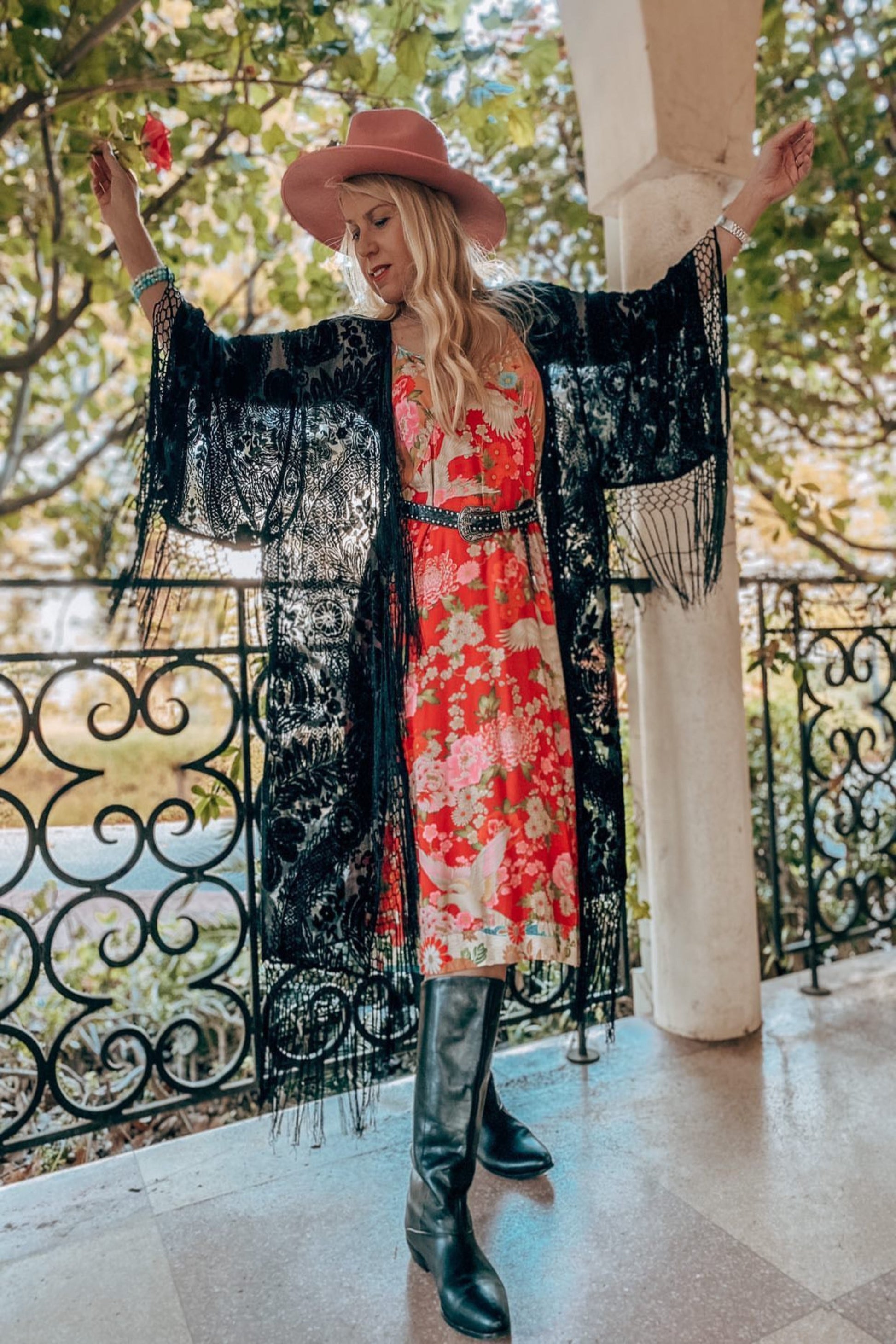 Only Lovers Left - Wide Sleeve Robe in Black