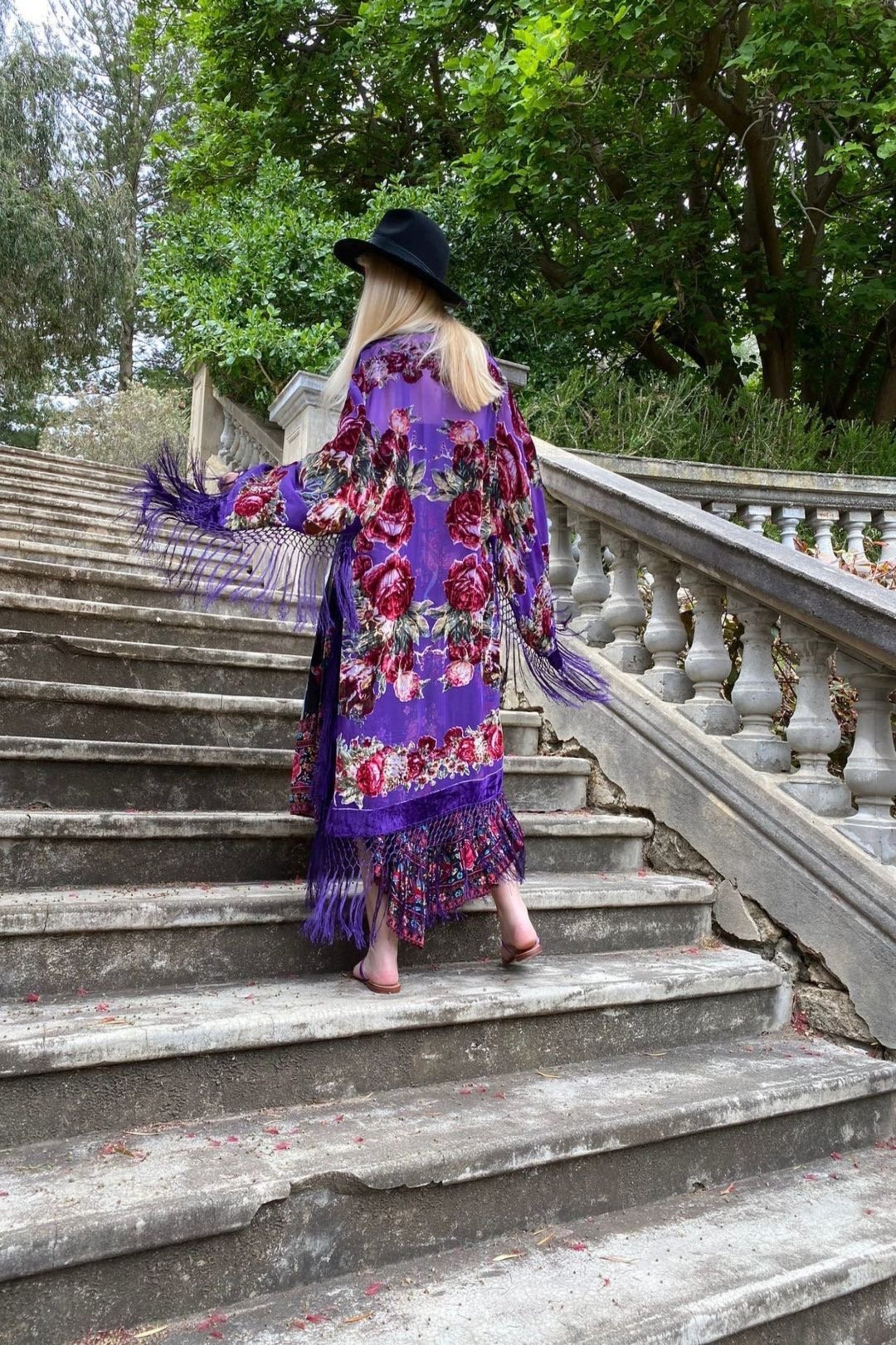 Southern Rose Purple - Wide Sleeve Robe