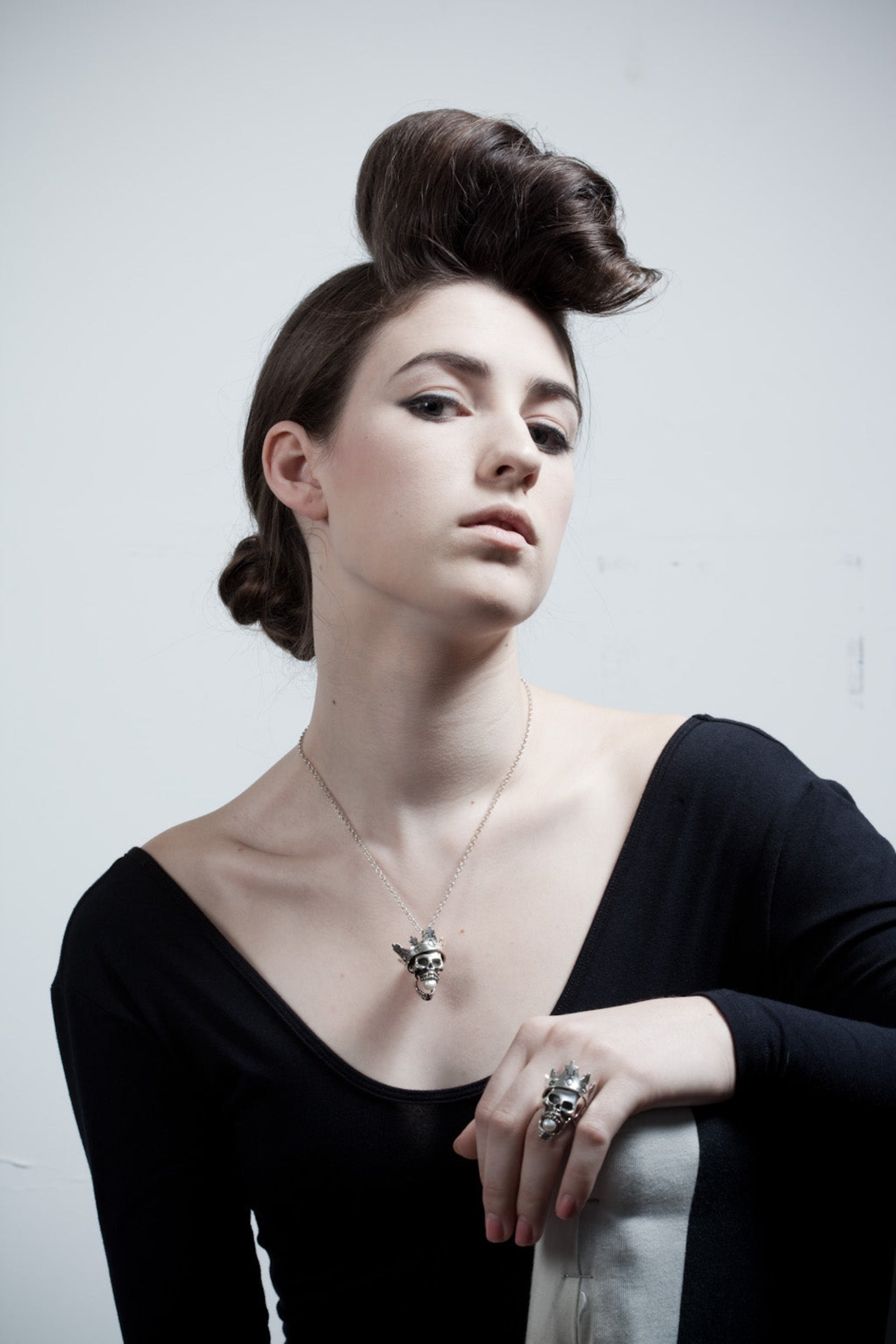 Crowned Skull Pearl Ring