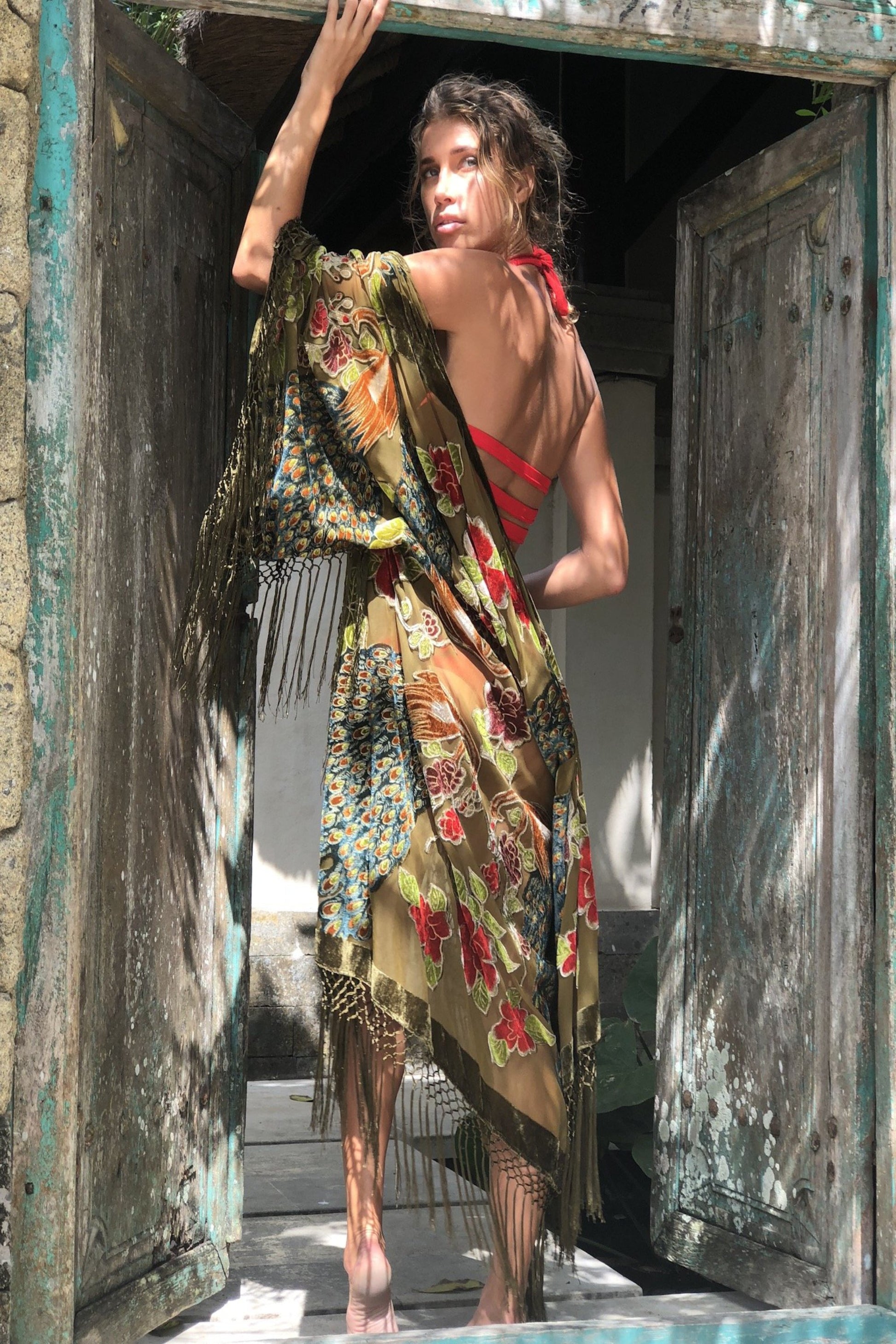 The Gilded Cage Green - Wide Sleeve Robe