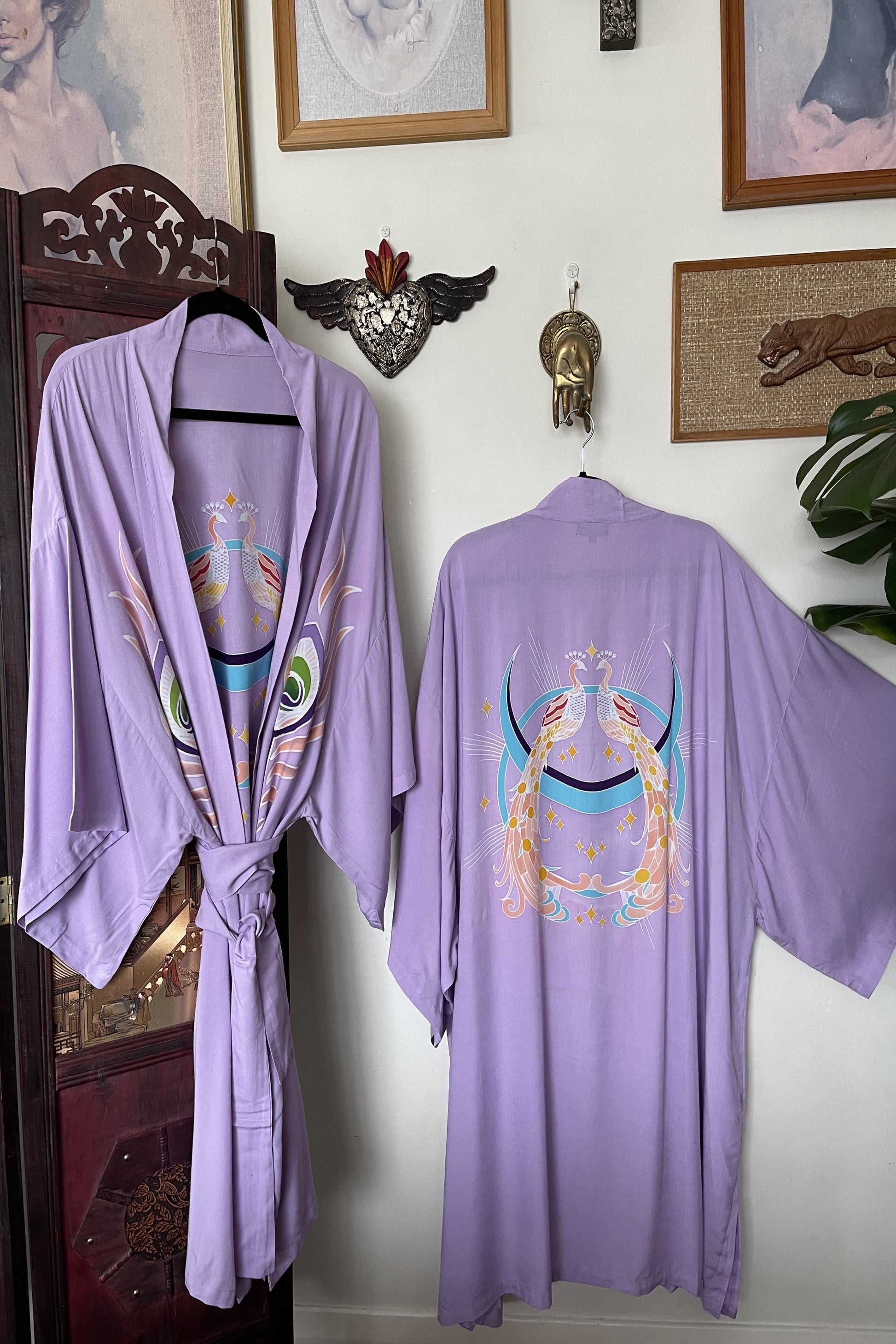Wandering Stars Lilac -  Wide Sleeve Robe