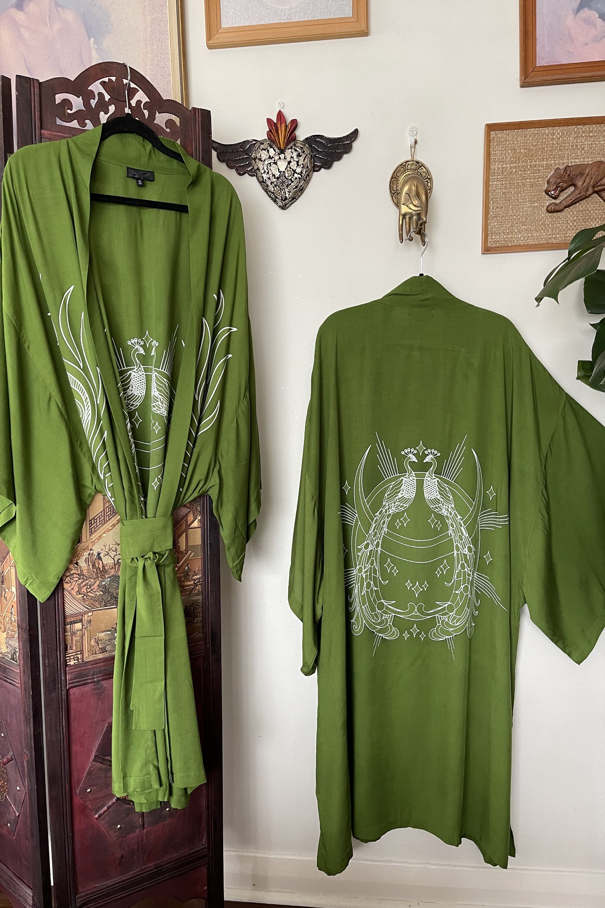 Wandering Stars Green -  Wide Sleeve Robe