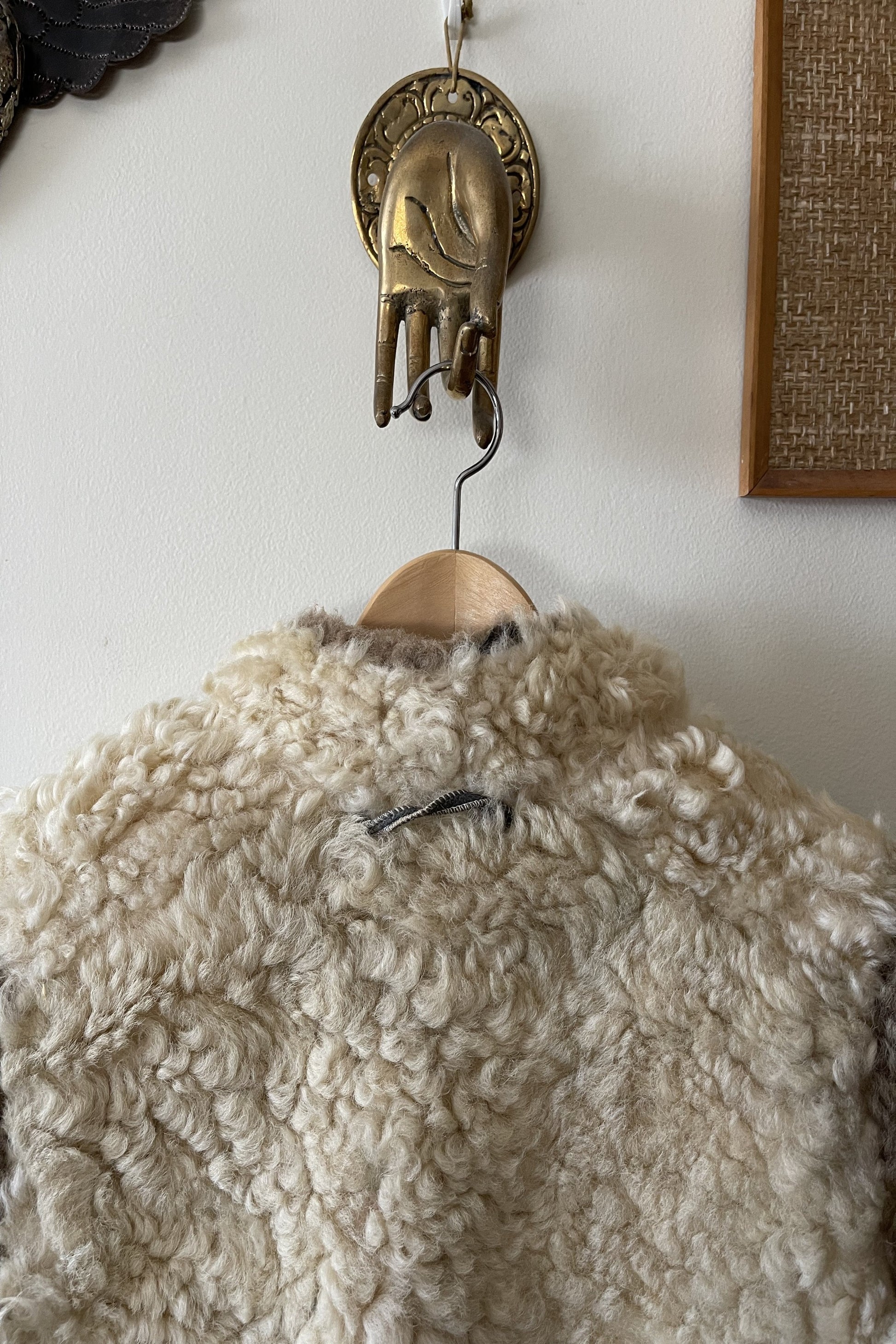 Vintage 1960s Embroidered Hungarian Shearling Afghan Vest