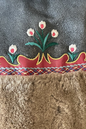 Vintage 1960s Embroidered Hungarian Shearling Afghan Vest