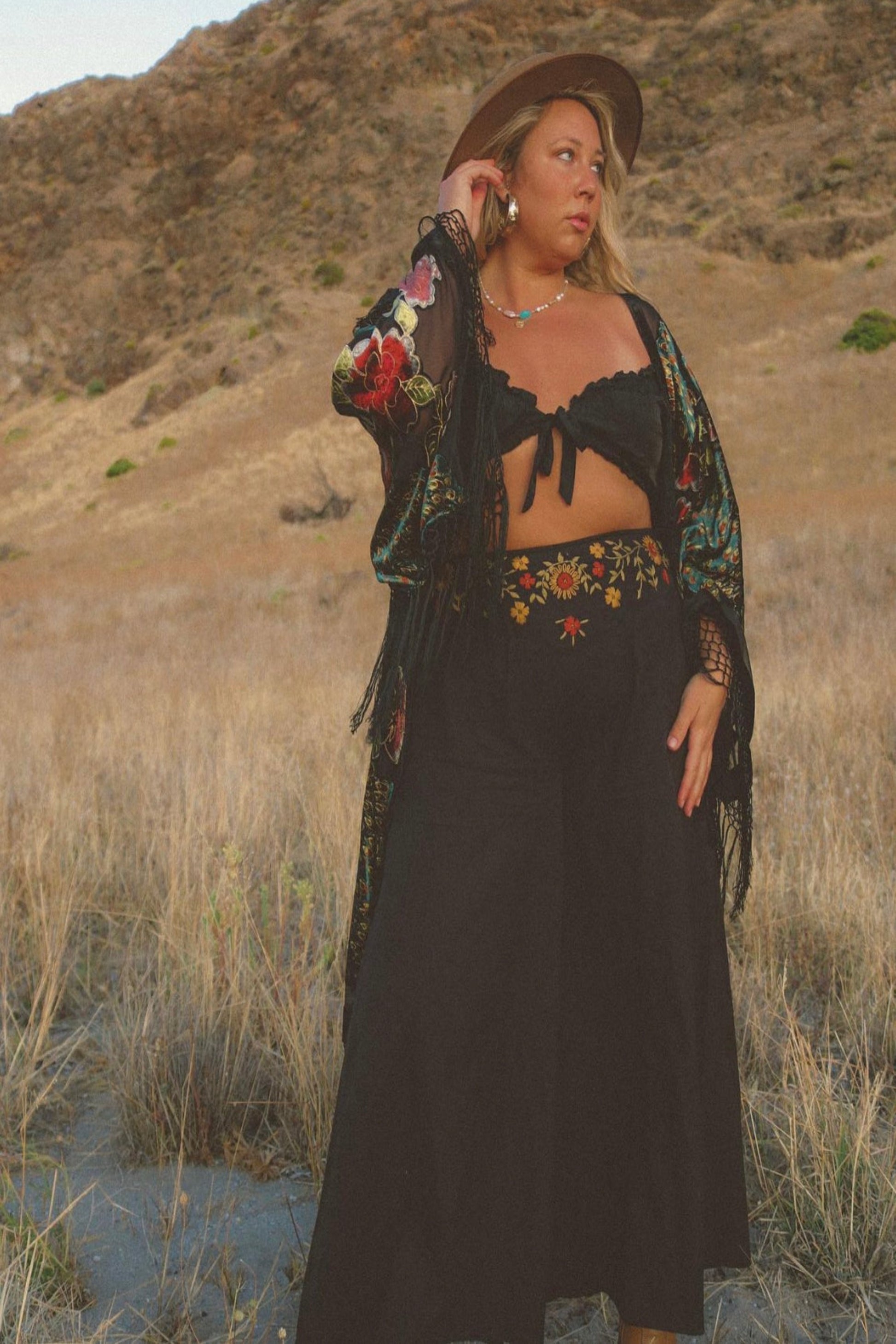 The Gilded Cage Black - Wide Sleeve Robe