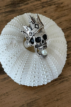 Crowned Skull Pearl Ring