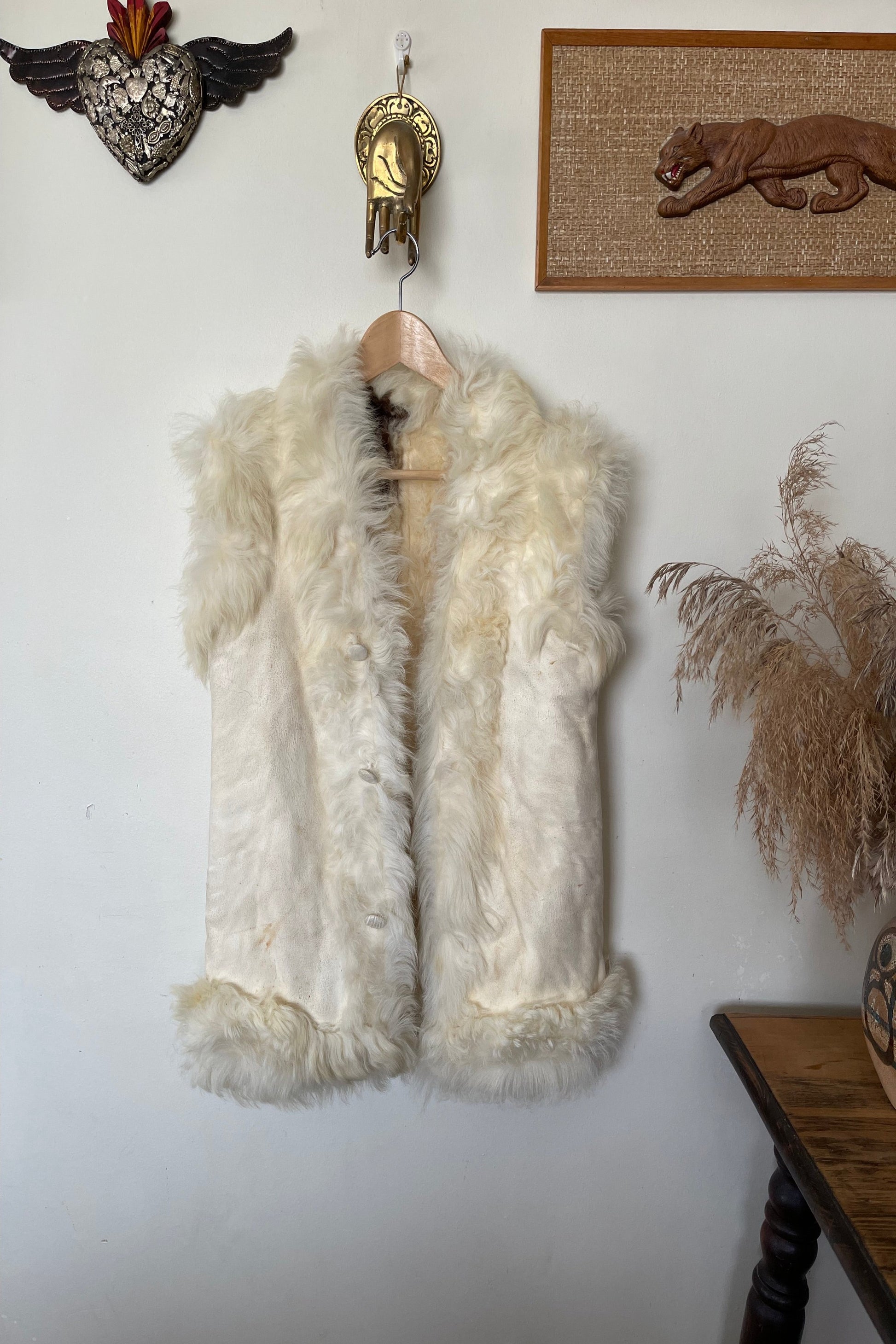 Vintage 1960s Shearling Afghan Vest