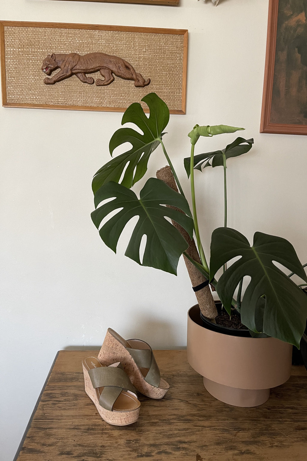 Arnhem - Marnie Cork Leather Wedges in Khaki
