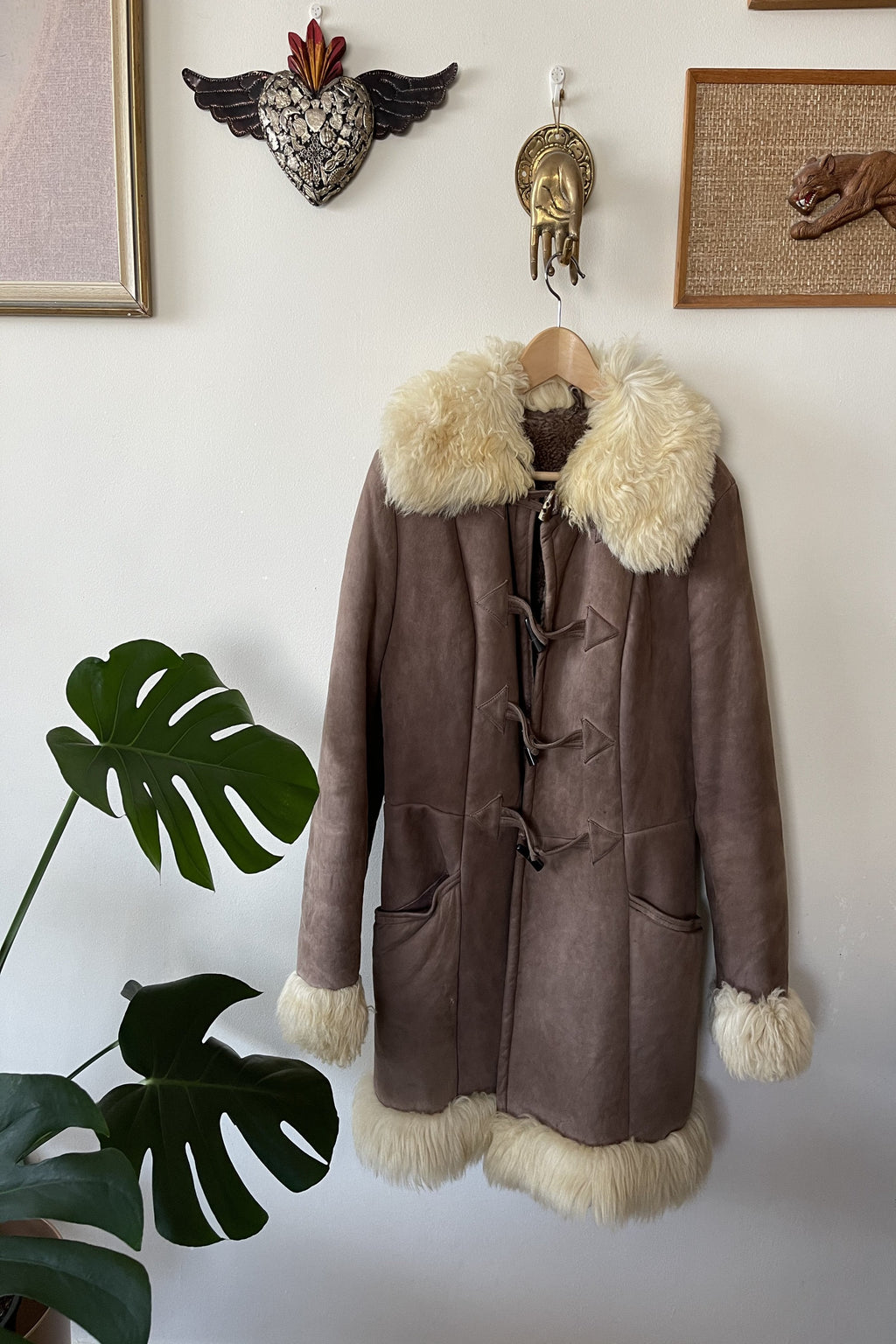 Vintage 1970s Shearling Afghan Duffle Coat