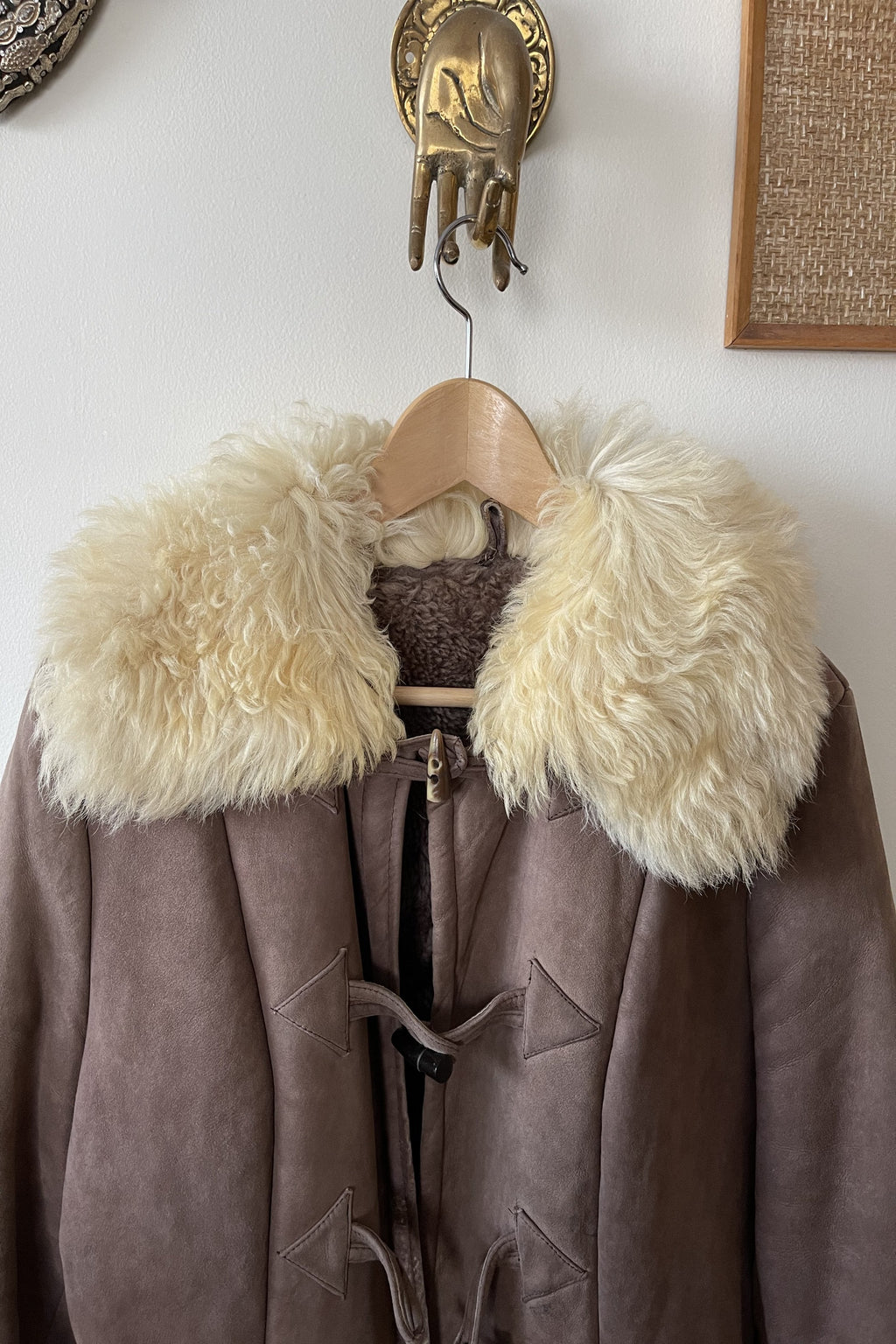 Vintage 1970s Shearling Afghan Duffle Coat