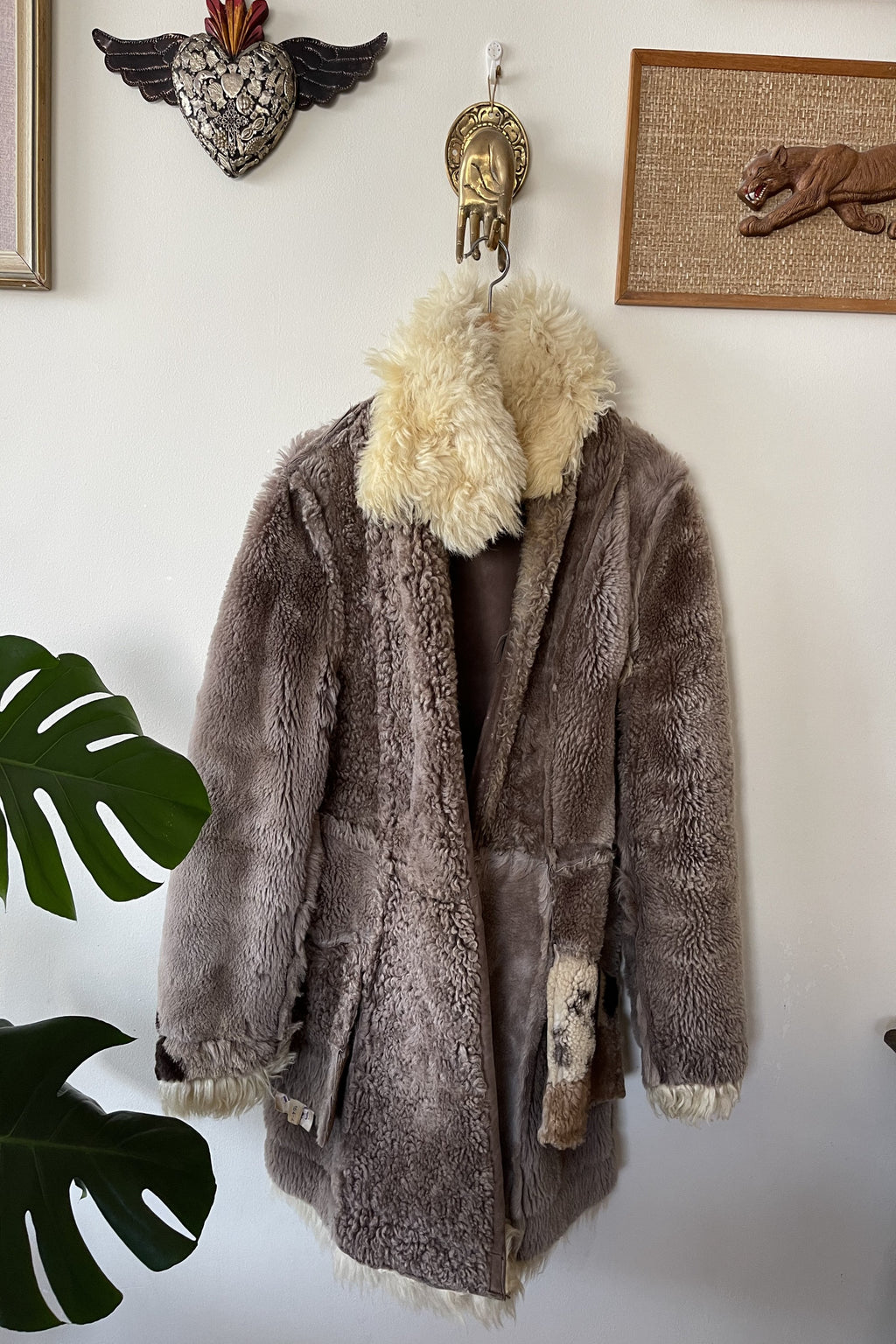 Vintage 1970s Shearling Afghan Duffle Coat