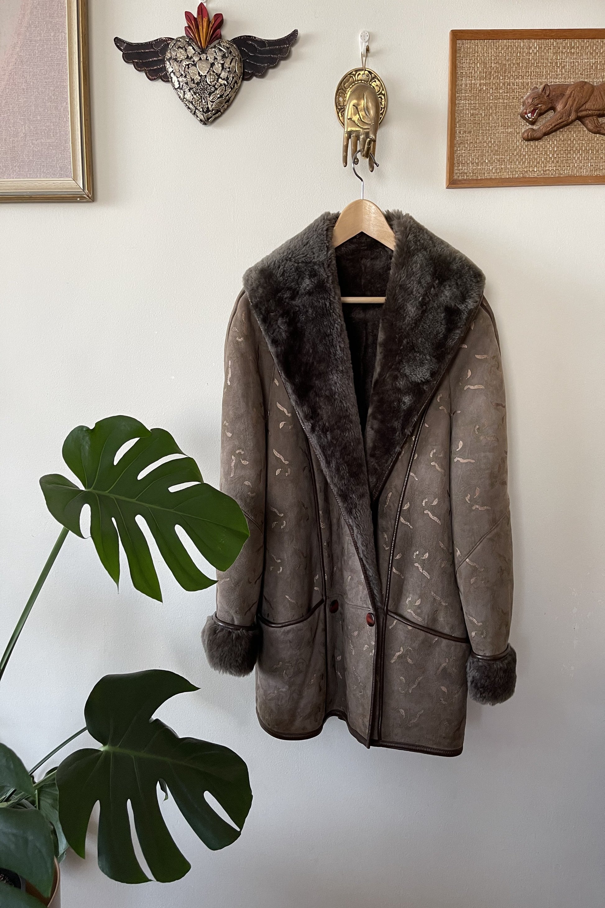 Vintage 80s Leopard Print Shearling Coat