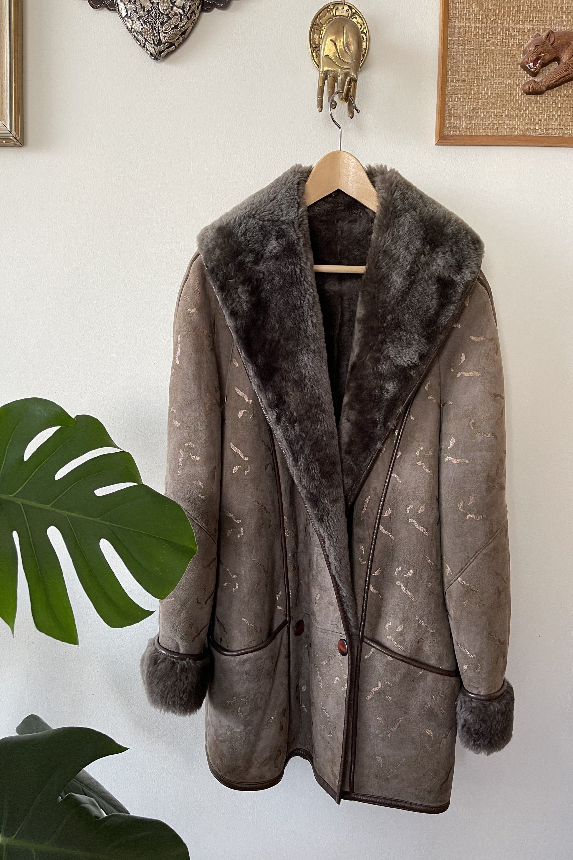 Vintage 80s Leopard Print Shearling Coat