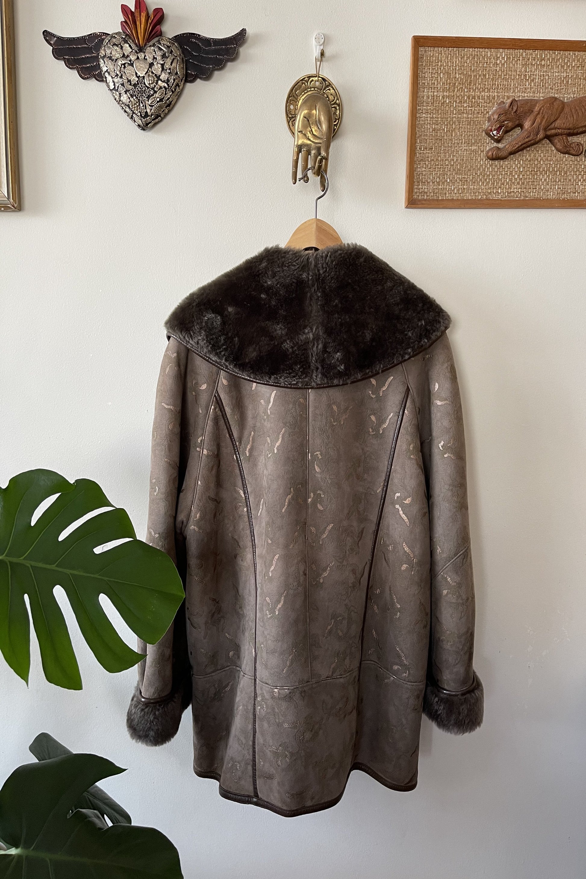 Vintage 80s Leopard Print Shearling Coat