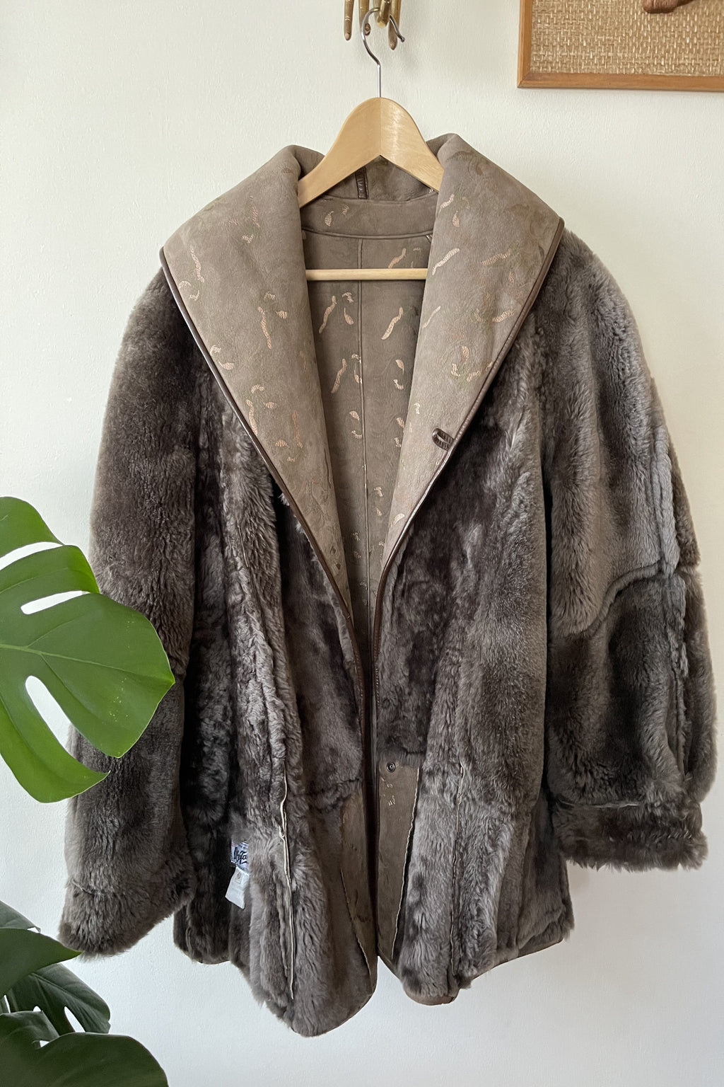 Vintage 80s Leopard Print Shearling Coat