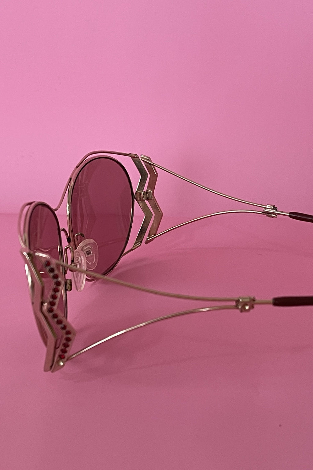 Vintage 1990s Paloma Picasso Burgundy Diamanté Sunglasses