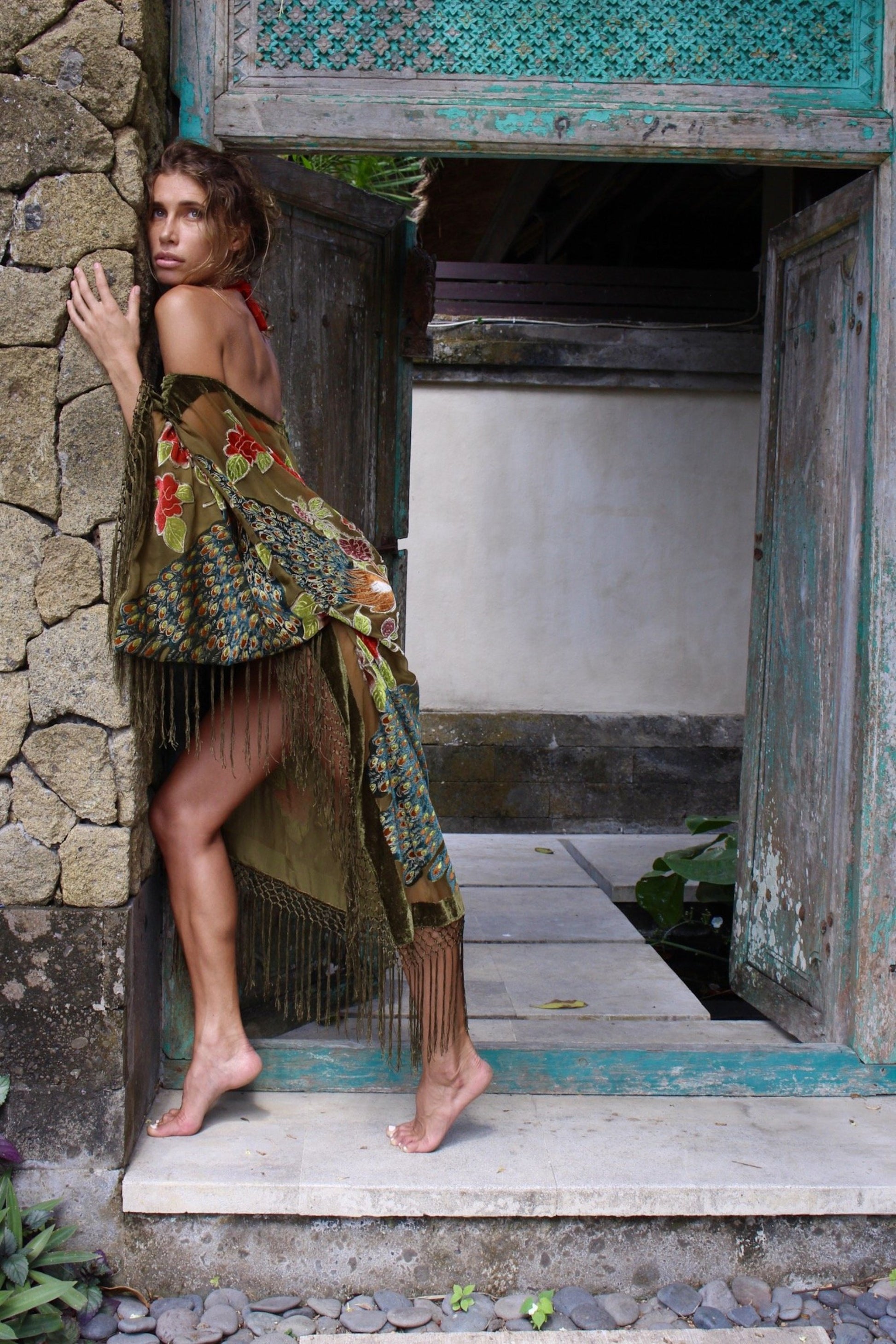 The Gilded Cage Green - Wide Sleeve Robe