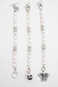 Freshwater Pearls Sterling Silver Skull Bracelet