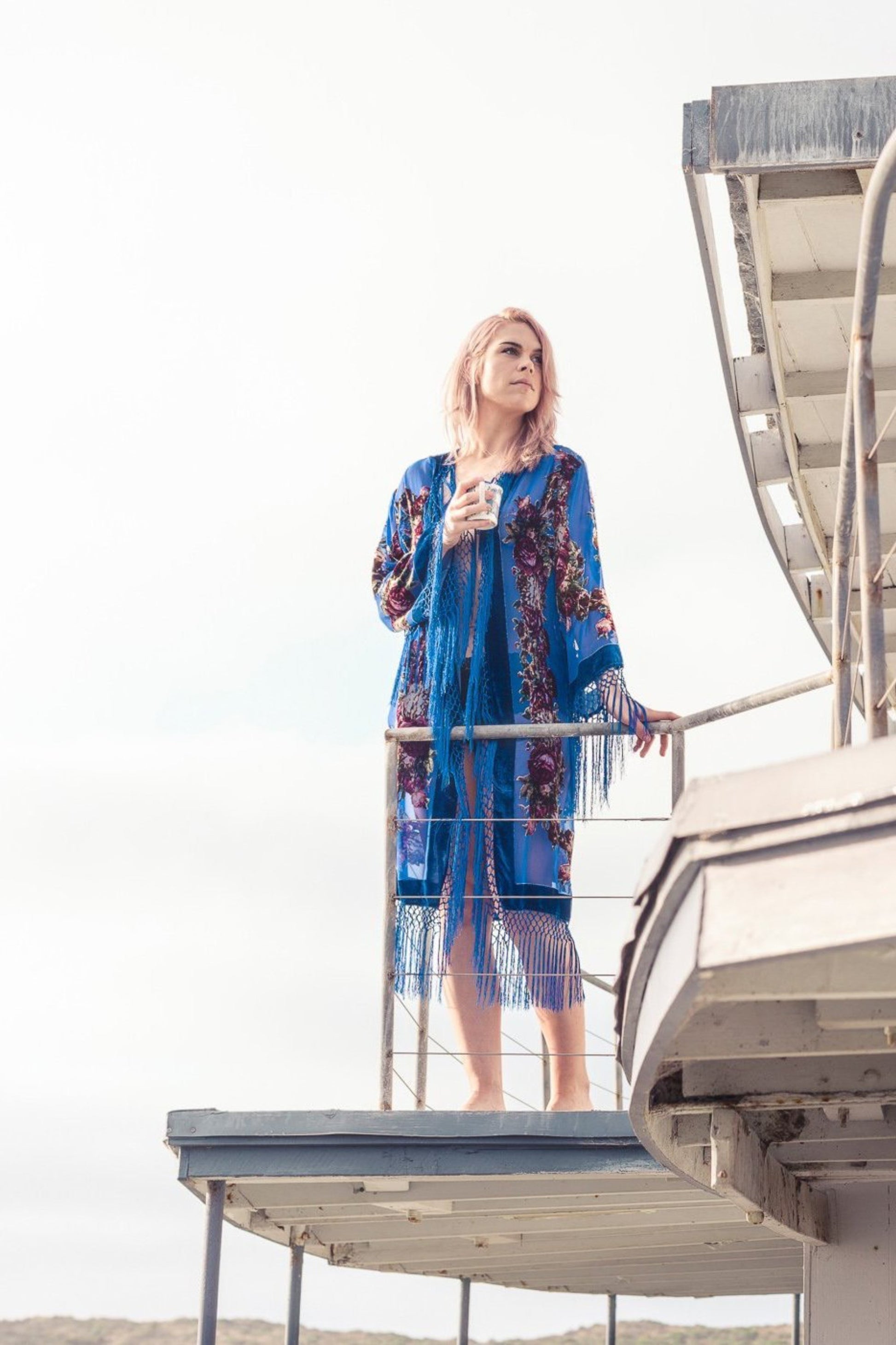 Southern Rose Blue - Slim Sleeve Robe
