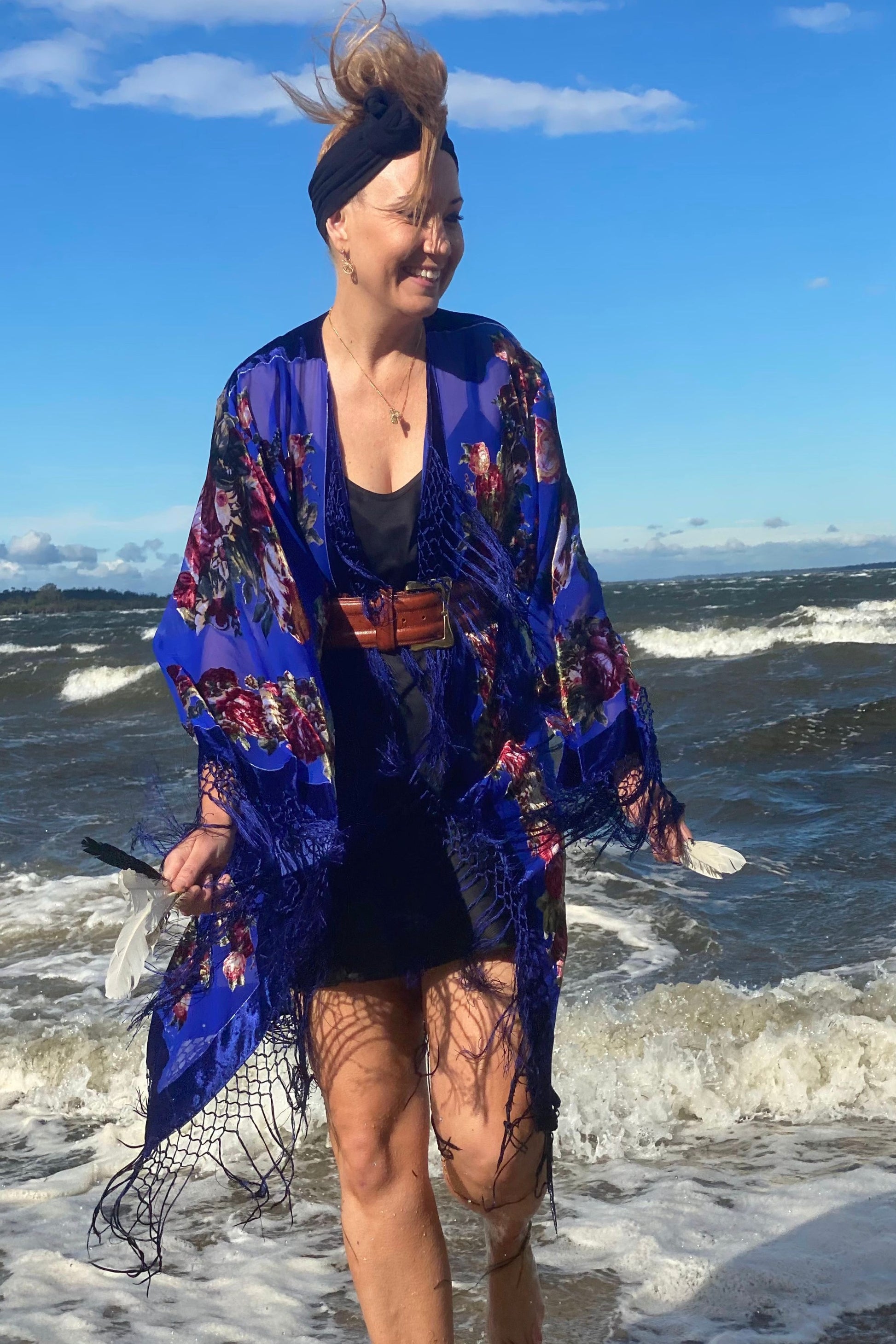 Southern Rose Blue - Wide Sleeve Robe