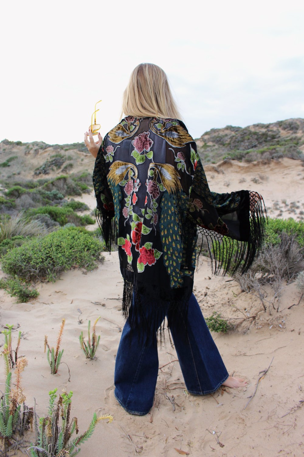 Bohemian Girlfriend Gift - Bridesmaid Silk Kimono Robes - Silk Kimono For Gift - Velvet Kimono Jacket - Brides Silk Kimono Robe