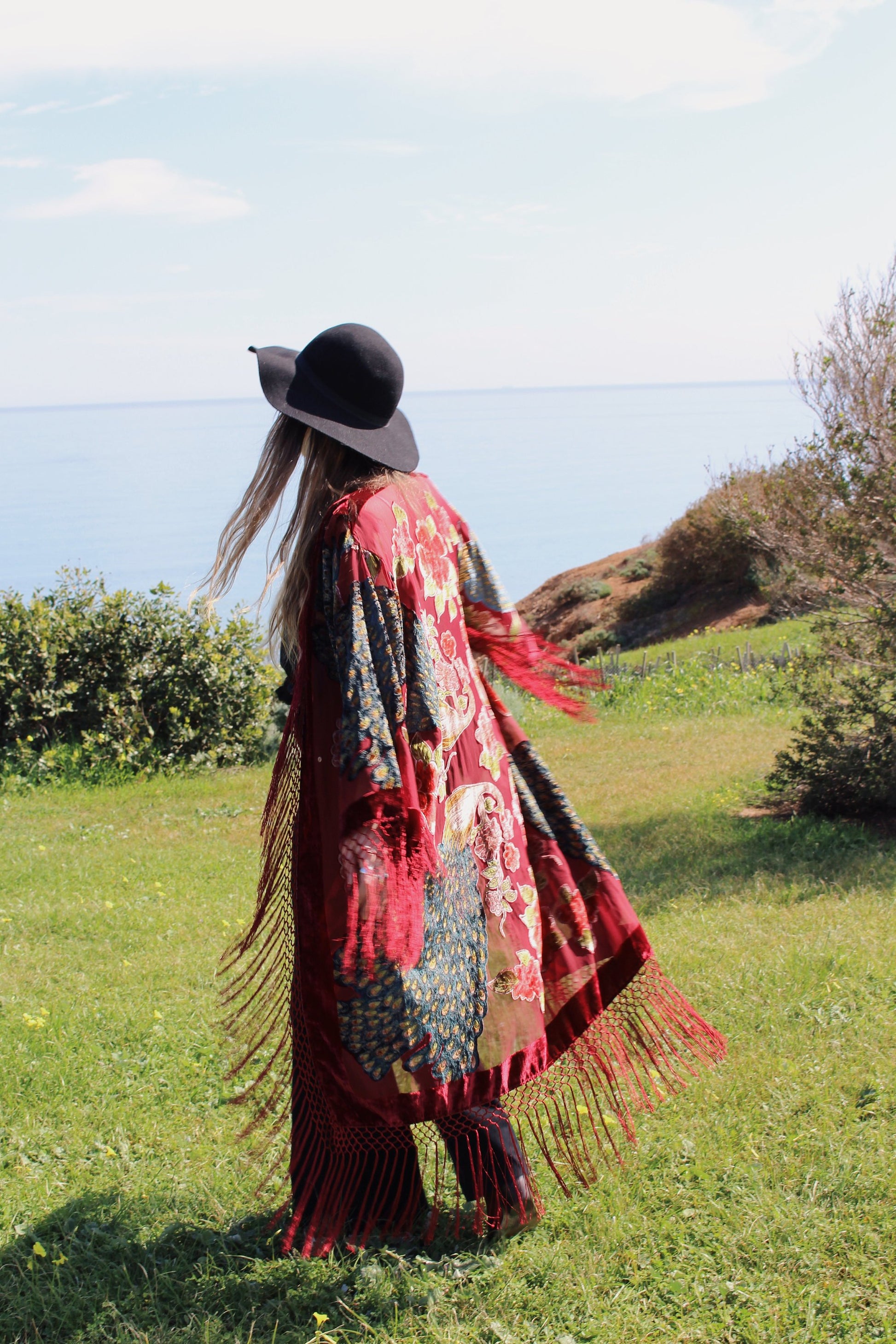 Gypsy Bridal Kimono - Bohemian Bridal Kimono - Velvet Brides Kimono Robe - Luxury Kimono Robe For Bride - Red Kimono Robe Lingerie