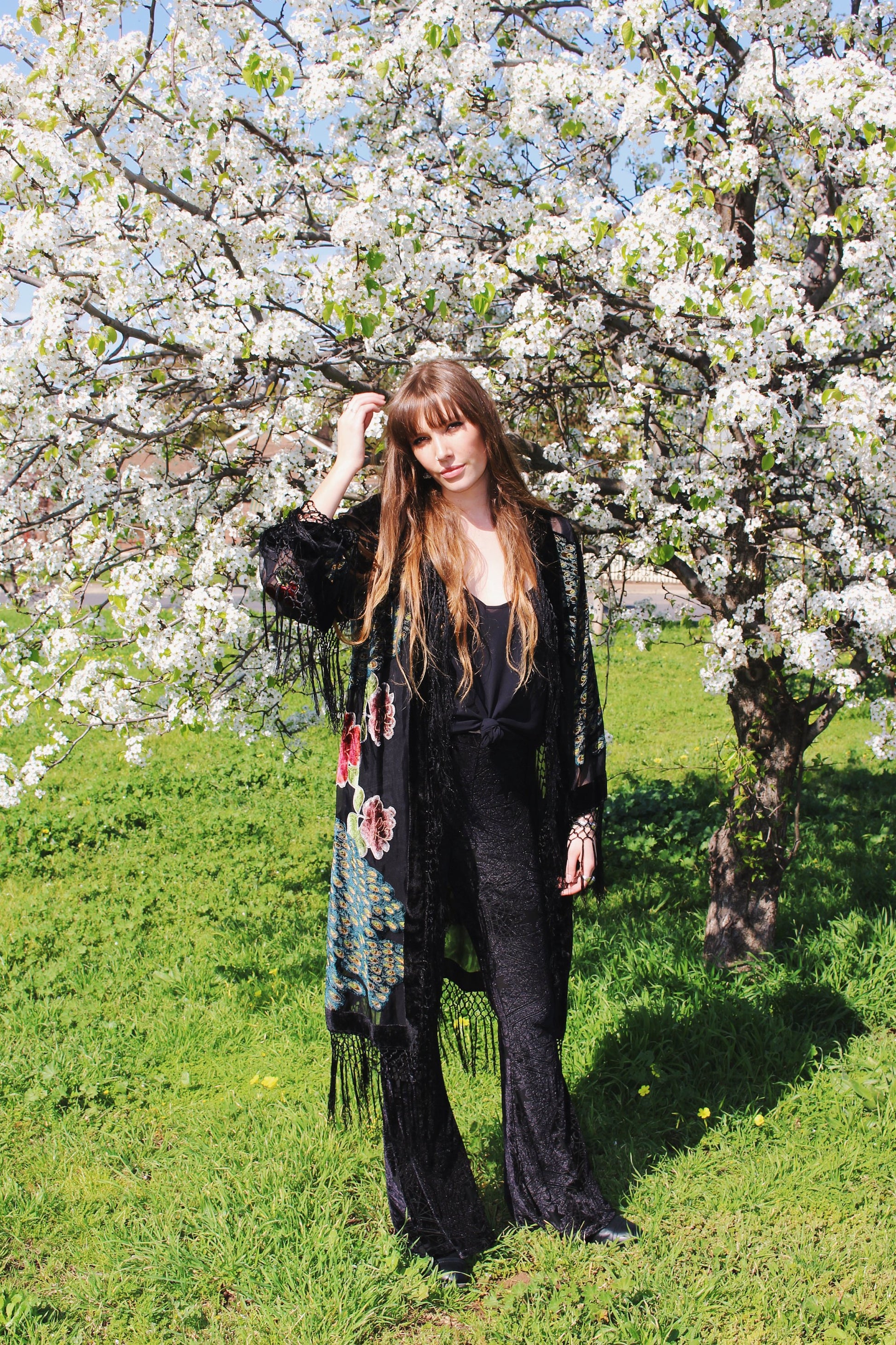 Bridal Floral Kimono Robe - Bohemian Wife Gift - Bridesmaid Getting Ready Robe - Floral Silk Kimono Robe - Boho Velvet Kimono - Kimono Robe