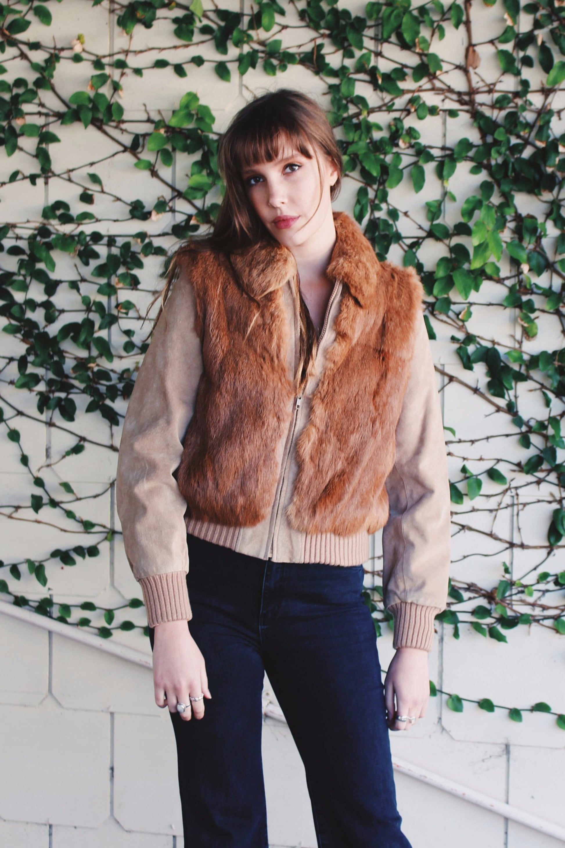 Festival Fur Coat - Bomber Jacket - Bomber Jacket For Women - Vintage Gypsy Jacket - Burning Man Fur Coat - Bohemian Fur Coat - Rabbit Fur