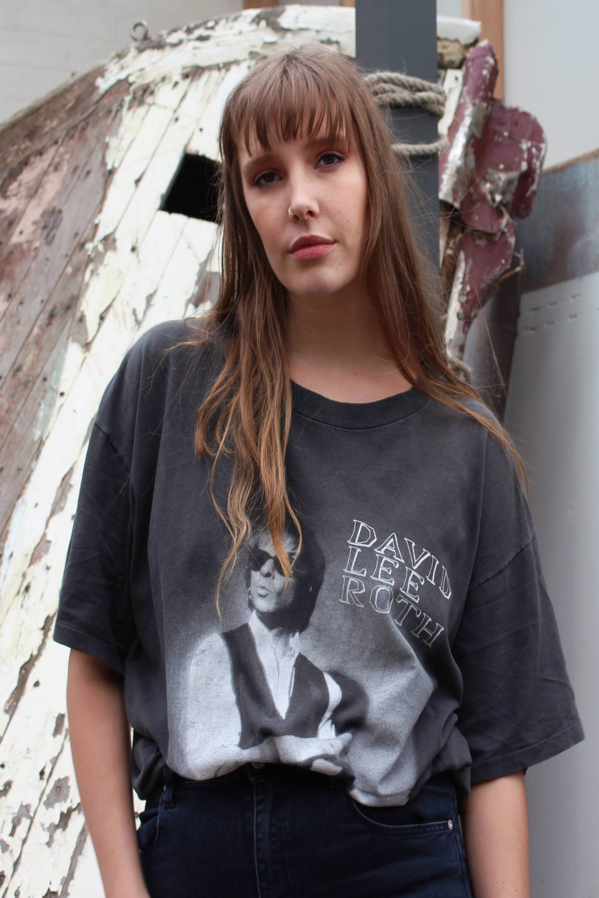 Grunge Print Tshirt - Mens Festival Clothes - Soft Graphic T-Shirt - 90s Grunge Tshirt - Concert Tees Vintage - David Lee Roth T-shirt